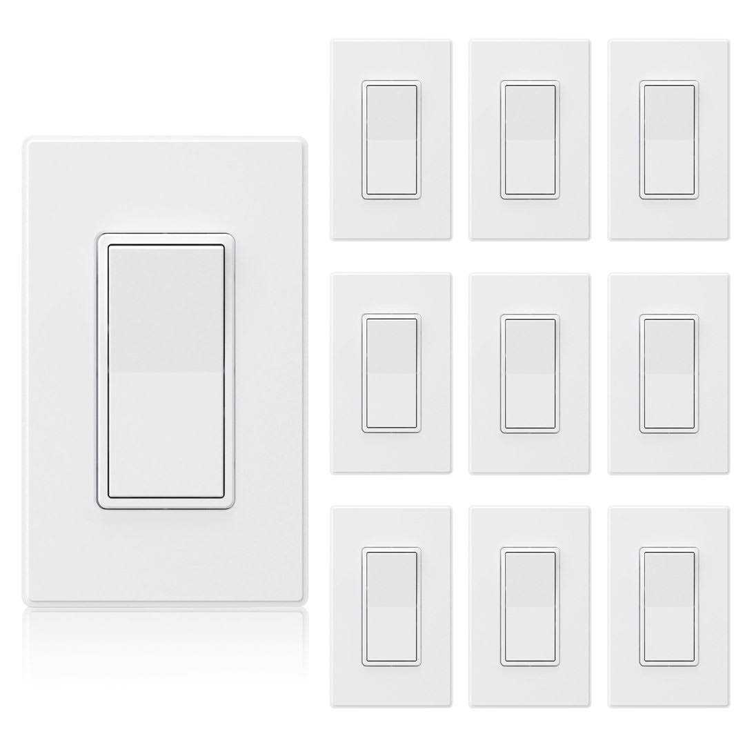 ELEGRP Decor 15 Amp Single Pole Rocker Light Switch with Midway Wall Plate - Inhomebuy