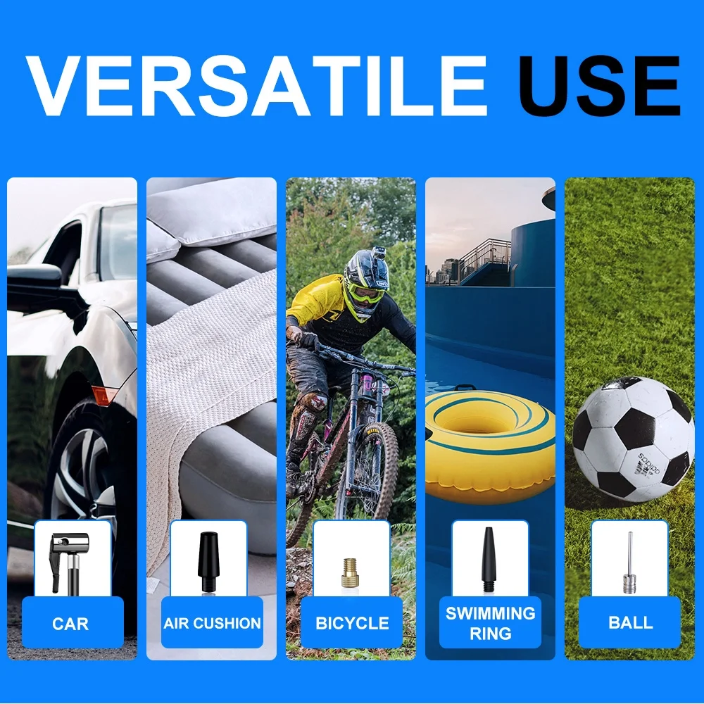 AOMBOO Tire Inflator Portable Air Compressor, Cordless 150PSI Car Air Pump with Digital Dual Screen, Small Car Tire Inflator with LED for Car, Bike, Ball - Inhomebuy