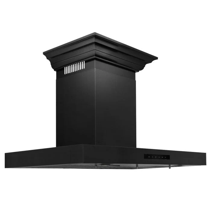 ZLINE 36 in. Convertible Vent Wall Mount Range Hood in Black Stainless Steel with Crown Molding, BSKENCRN-36 - Inhomebuy