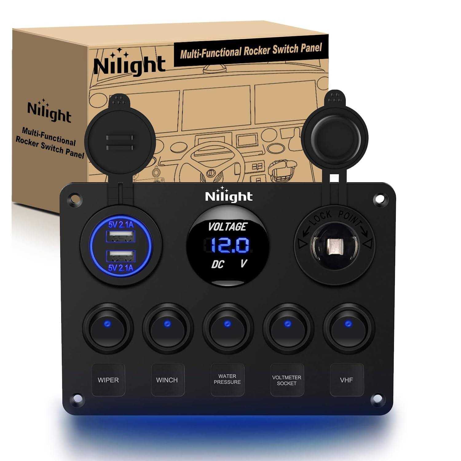 Nilight 6 Pack Rocker Switches with Night Glow Stickers 5 Pin SPST Rocker Switches - Inhomebuy