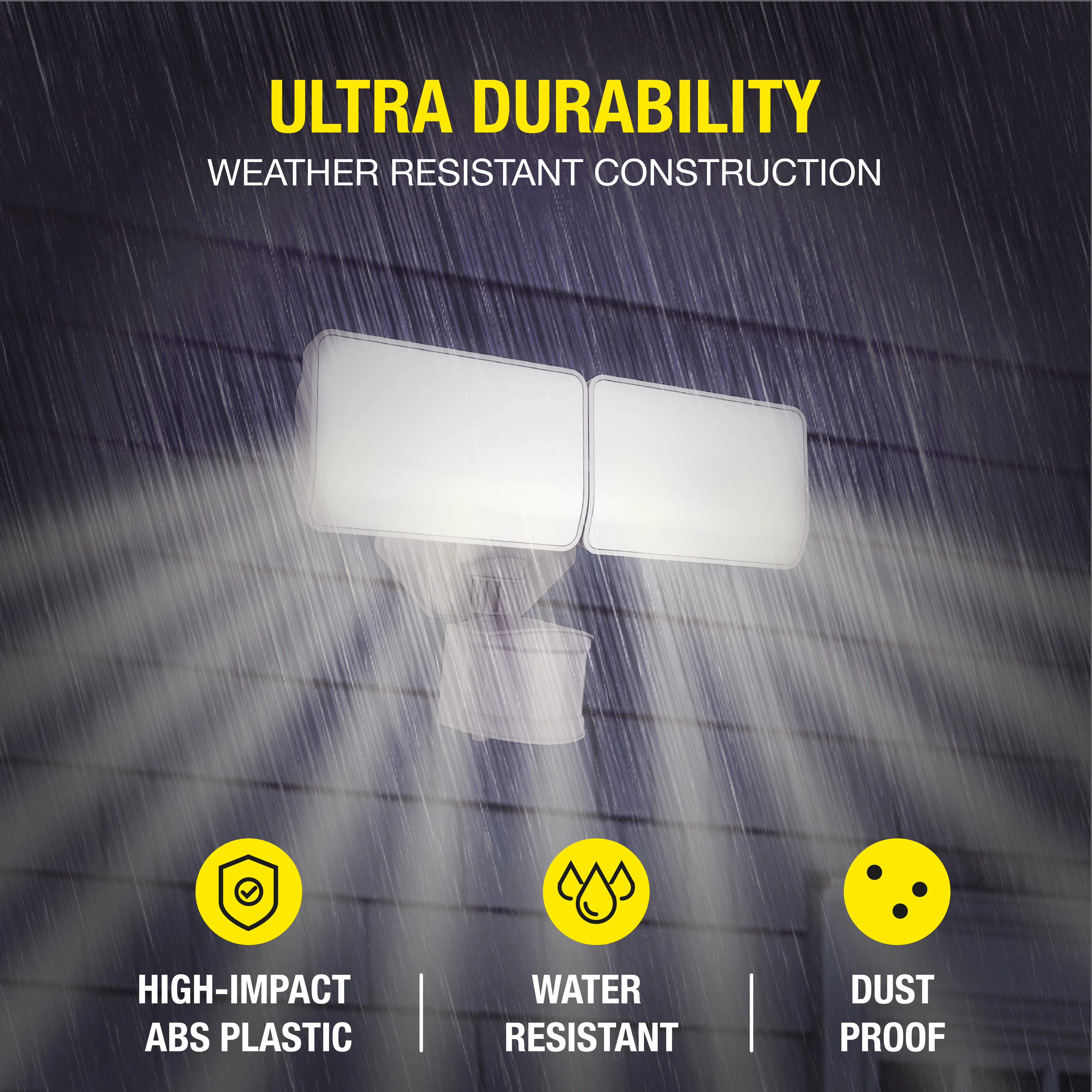 Hyper Tough 2 Head Security Light, 180°, 3000 Lumens, Solar - Inhomebuy
