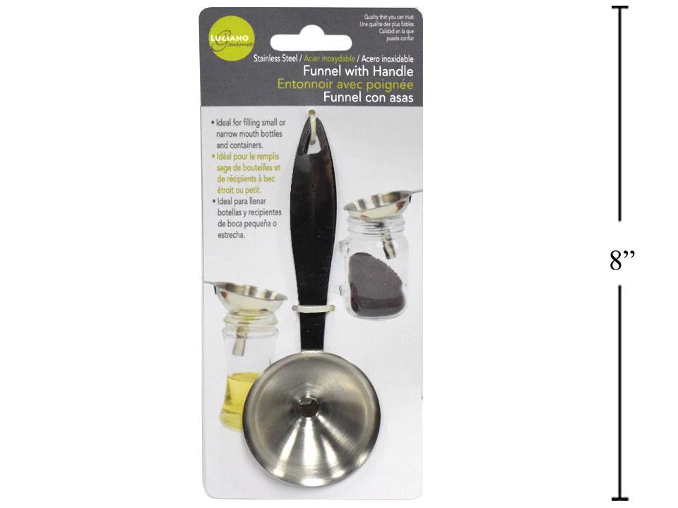 L.Gourmet 70698 Stainless Steel Oil Funnel with Handle - Inhomebuy