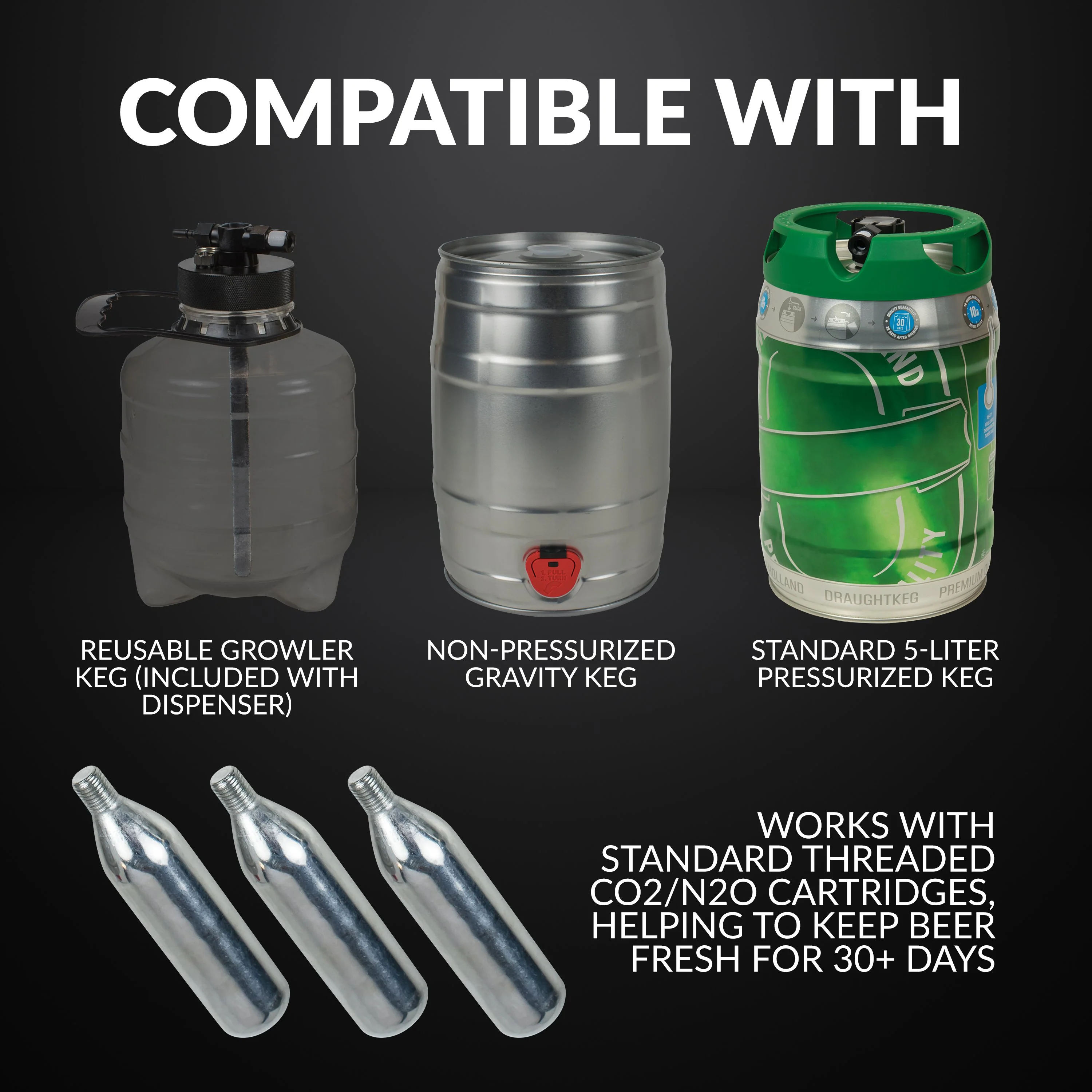 HomeCraft�?Black Stainless Steel Tap Beer Growler Cooling System - Inhomebuy