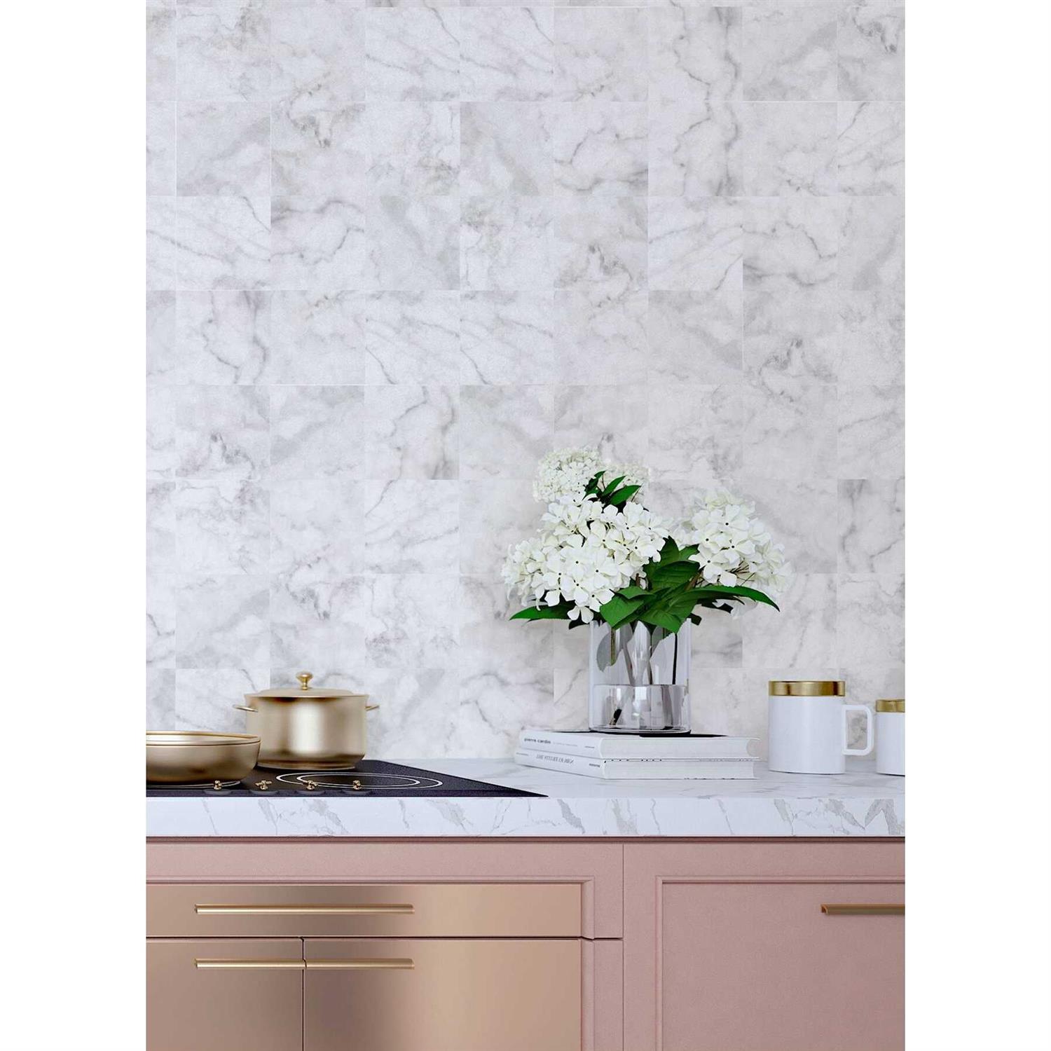 Wallpops Ada Blue Embossed Peel and Stick Backsplash Tiles WPBS4645 - Inhomebuy