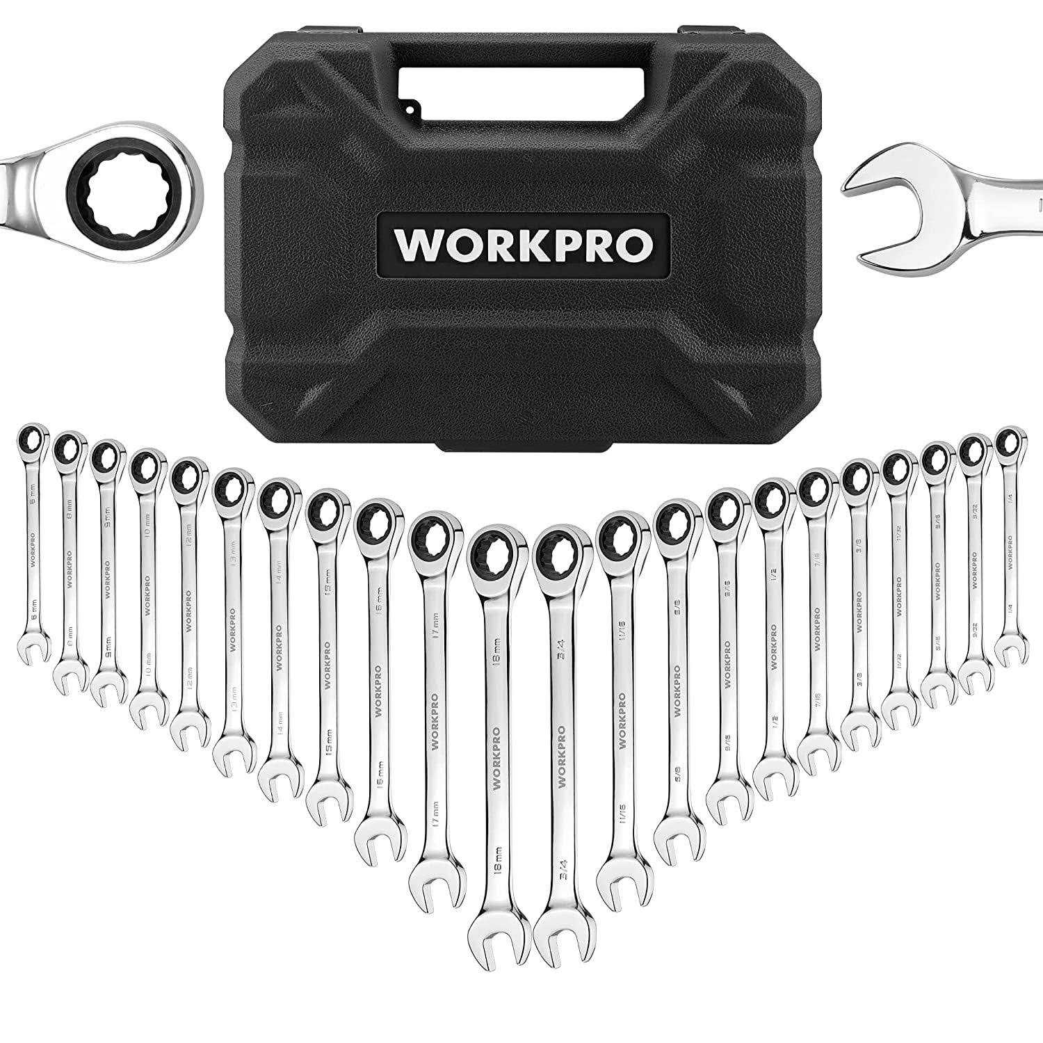 WORKPRO 22-Piece Ratcheting Combination Wrench Set 72 Teeth - Inhomebuy