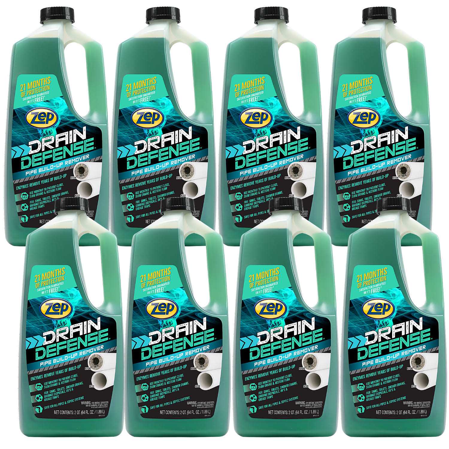Zep Drain Defense Pipe Build-Up Remover 64 Ounces Zldc64 - Inhomebuy