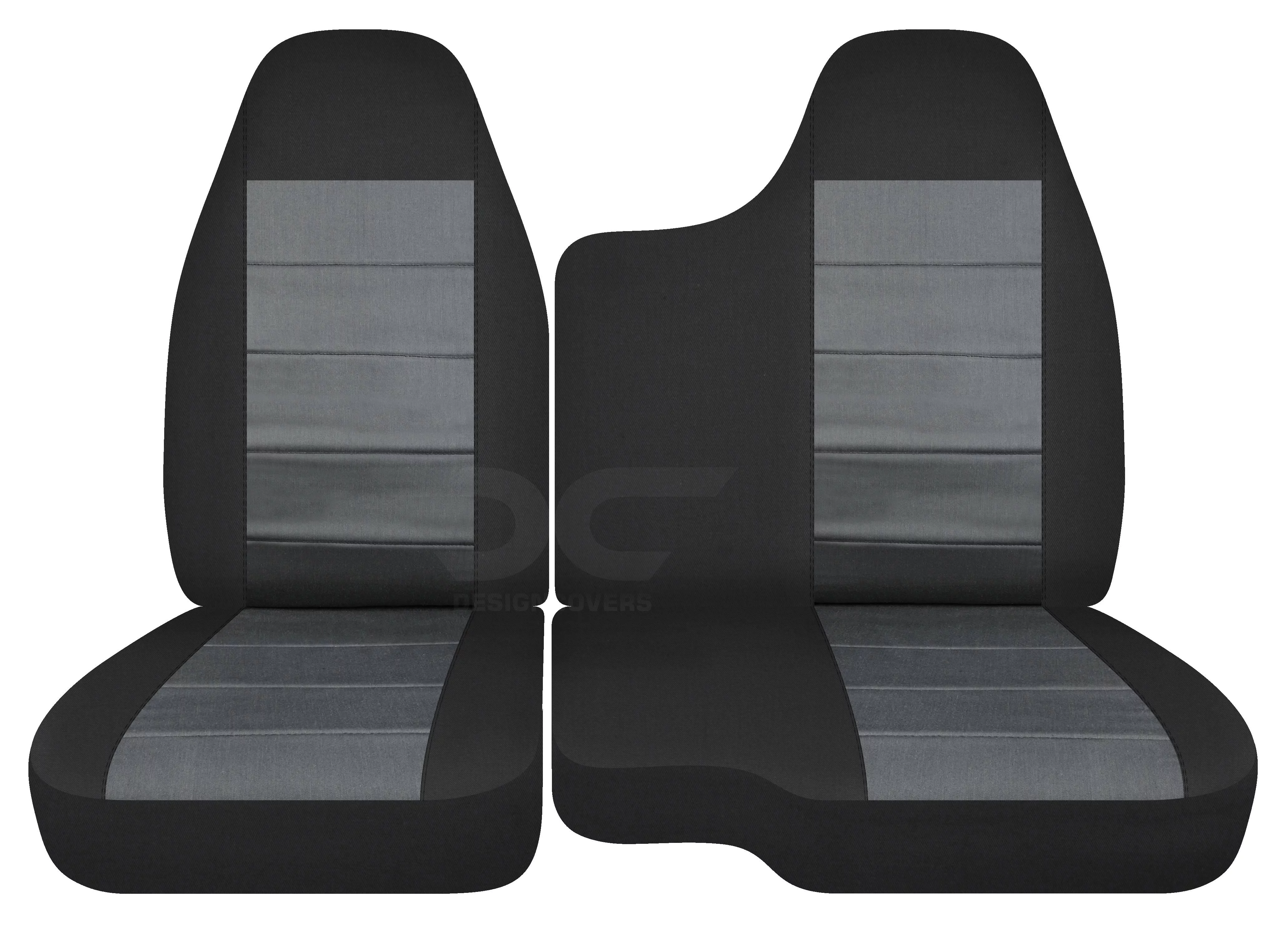 T8-Designcovers Fits 1998-2003 Ford Ranger/Mazda B-Series Velour Truck Seat Covers(60/40 Split Bench)-No Armrest:Black and Charcoal - Inhomebuy