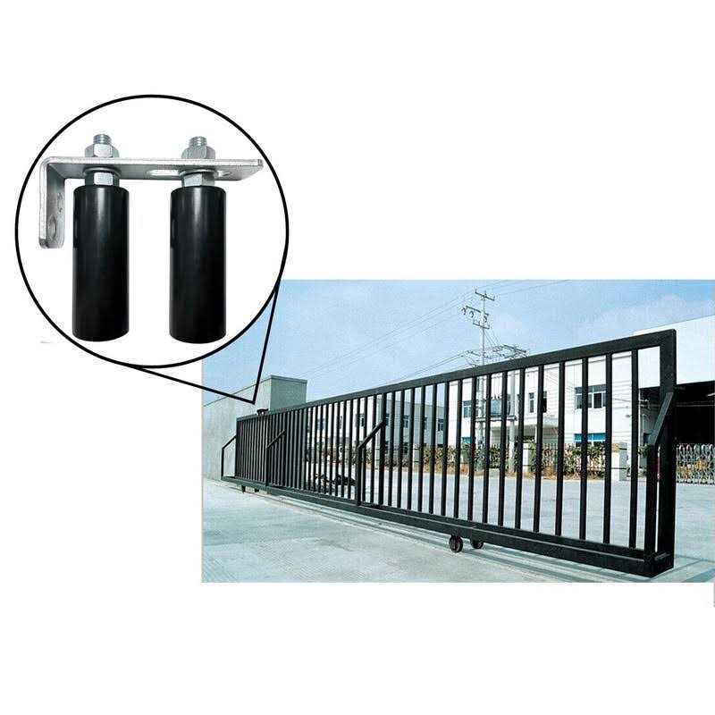 Mageway Universal Heavy Duty Slide Gate Guide Roller 6 Black L Rear Post Bracket Adjustable Dual Nylon Rollers Gate Support Assembly for Sliding - Inhomebuy
