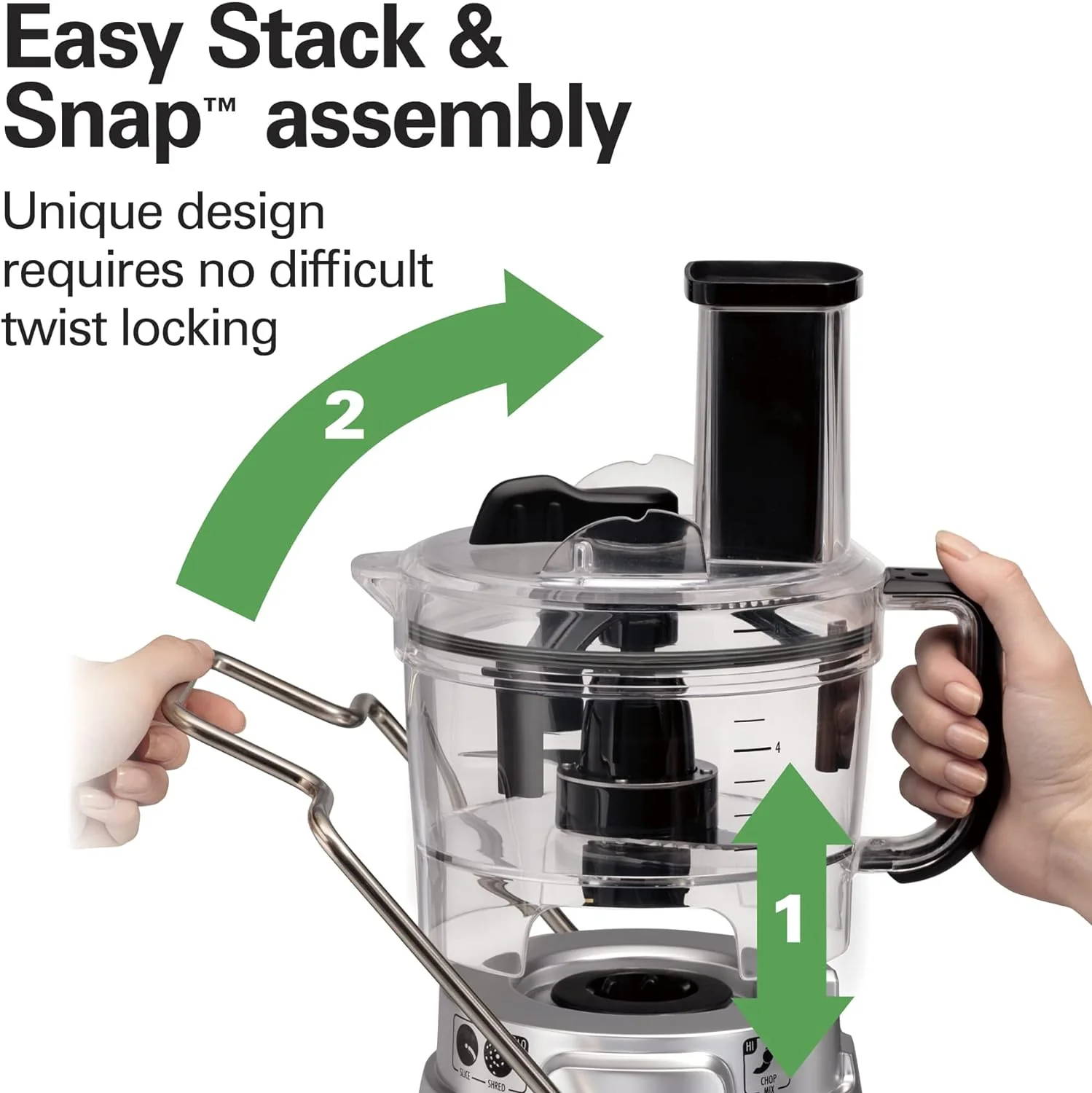 Hamilton Beach Food Processor: 8-cup, Stack & Snap, silver | 70820 - Inhomebuy