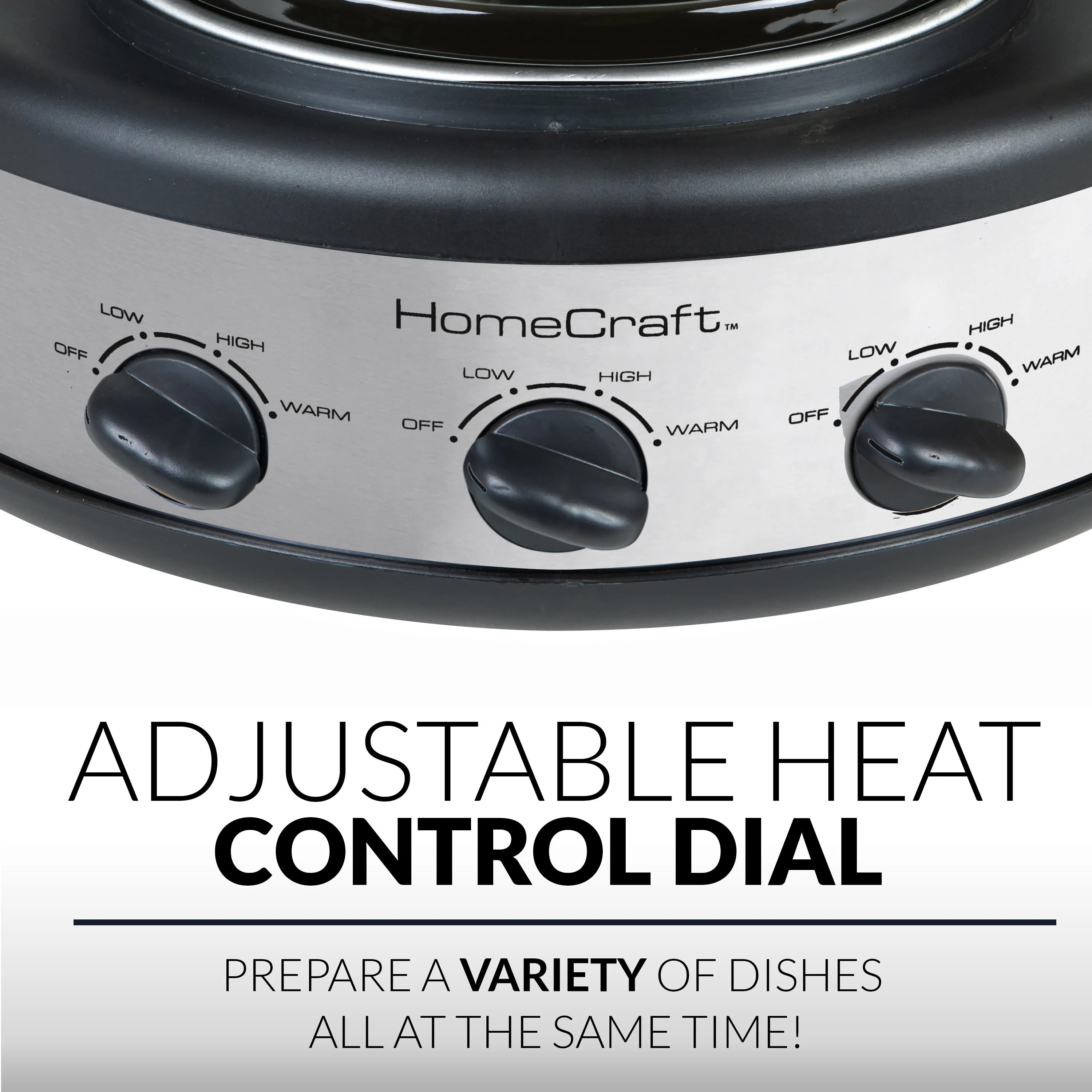 HomeCraft Triple Round Oval 1.5 Quart Stainless Steel Cooker Buffet - Inhomebuy
