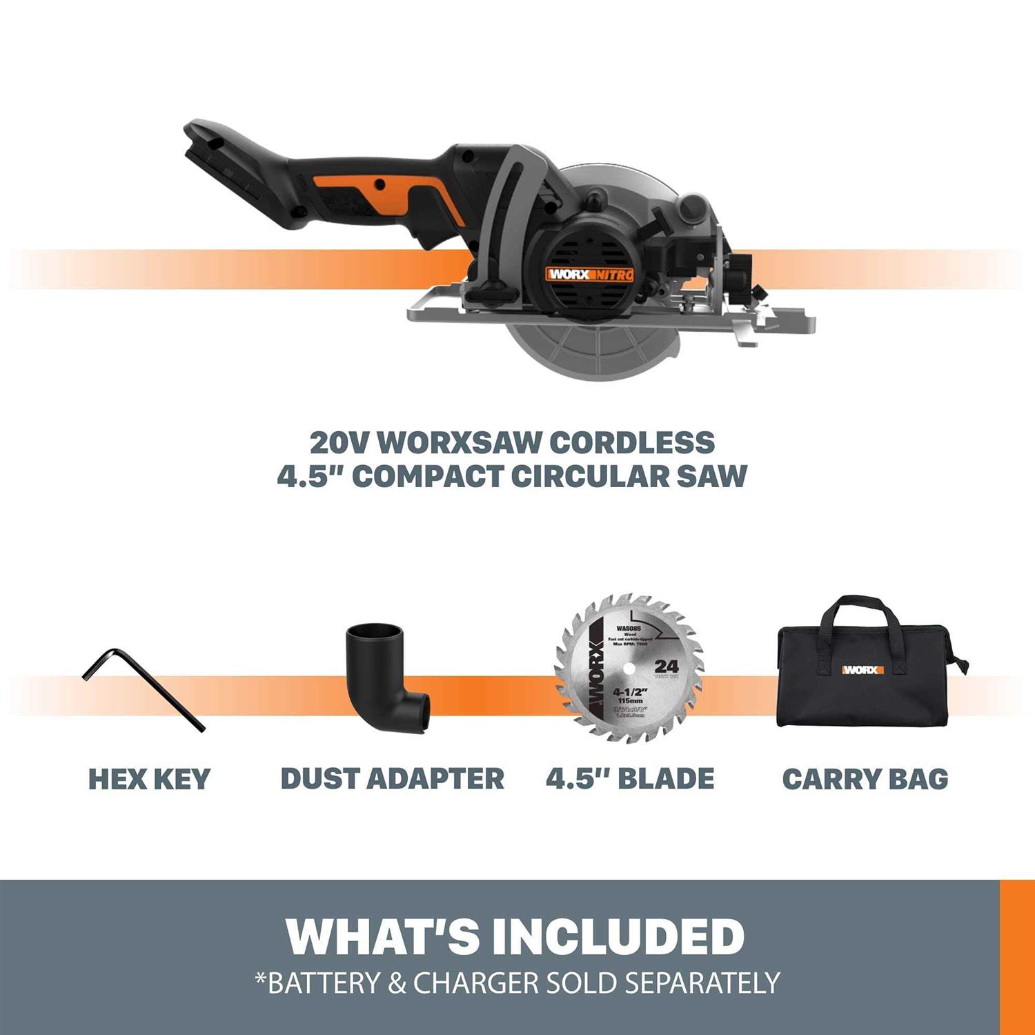 Worx Wx429l Amp Worxsaw Compact Circular Saw - Inhomebuy