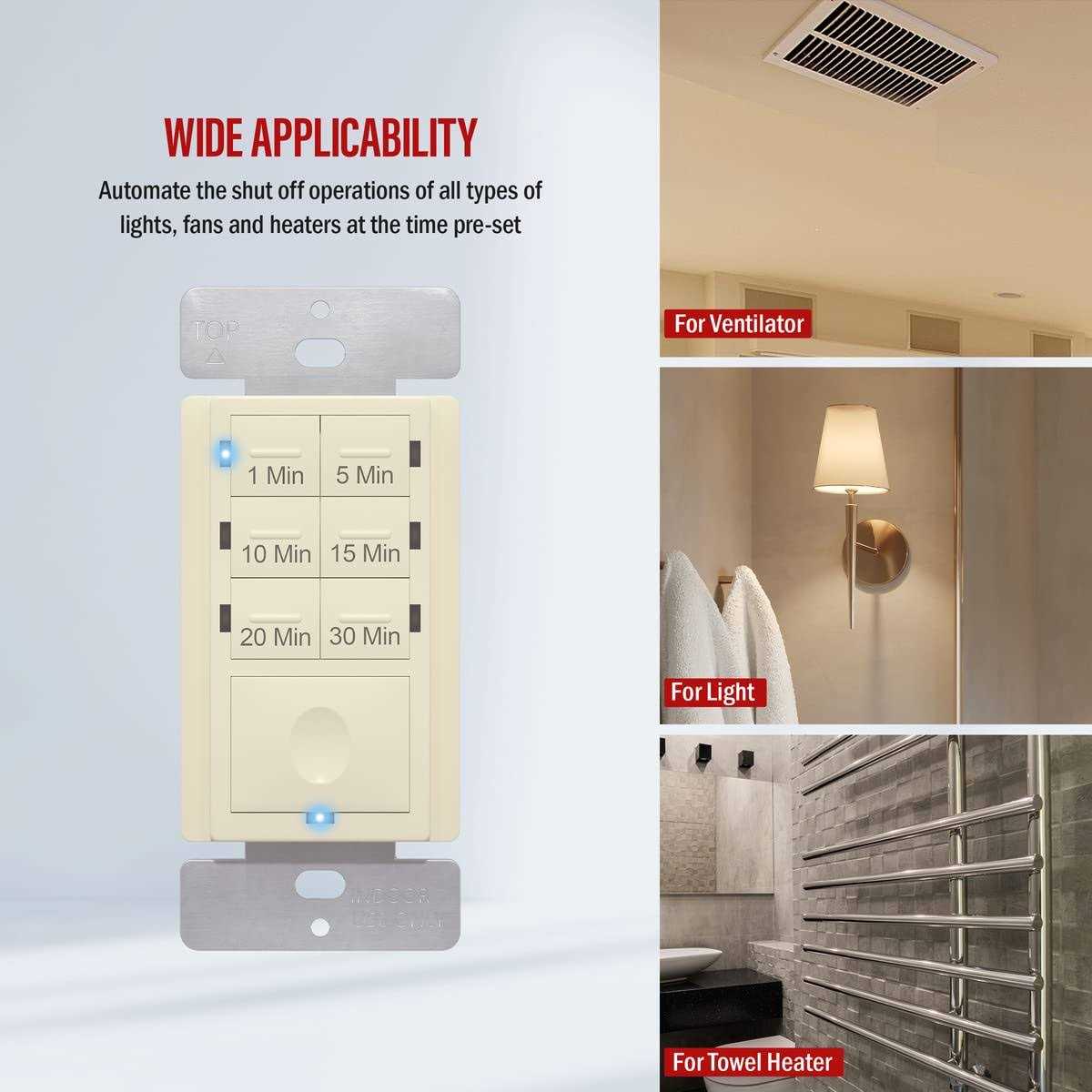 Enerlites Countdown Timer Switch 5-10-30-60 Min Hour For Bathroom Fans - Inhomebuy