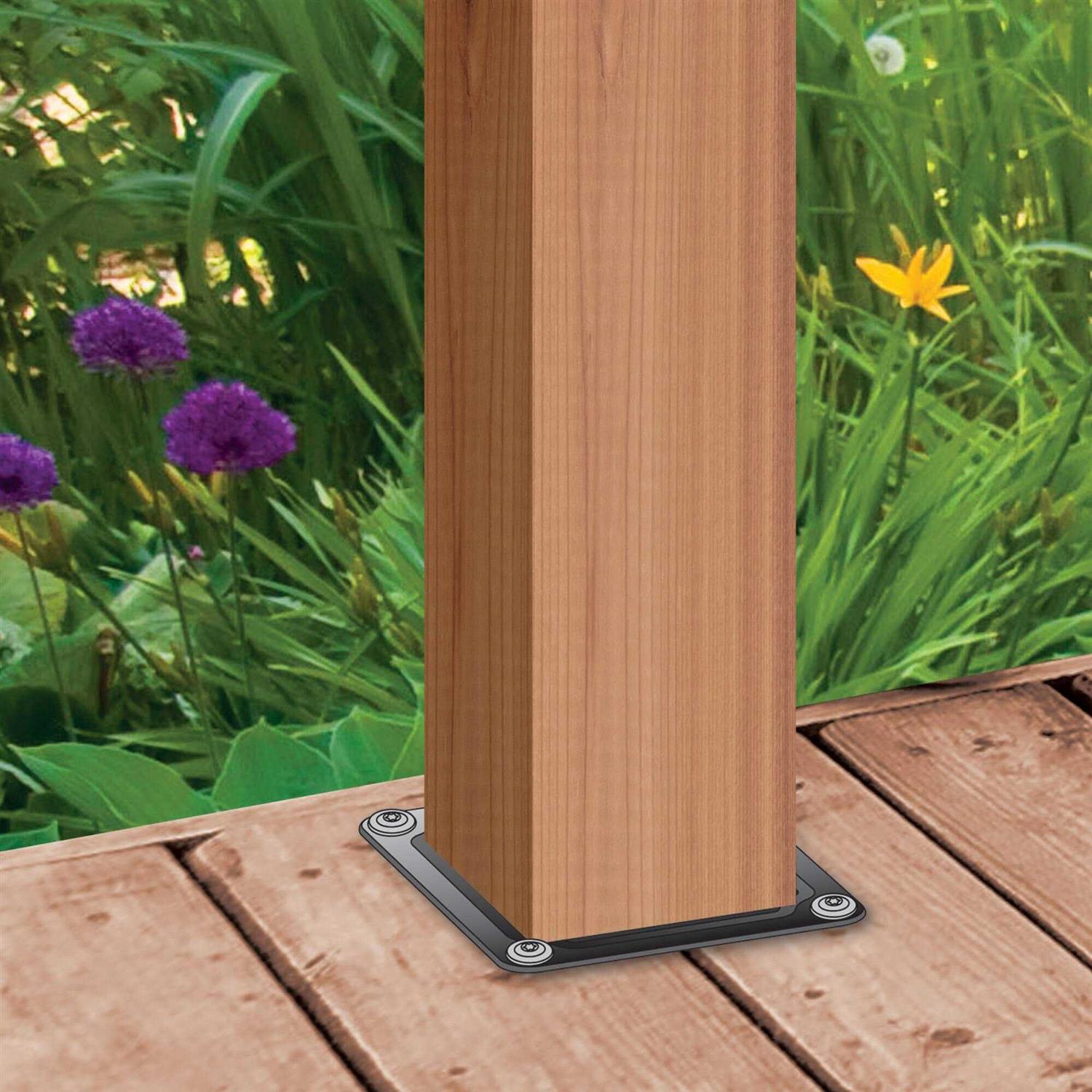 Nuvo Iron 4 in. x 4 in. Black Wood Post Connector Plate WPCP4B - Inhomebuy