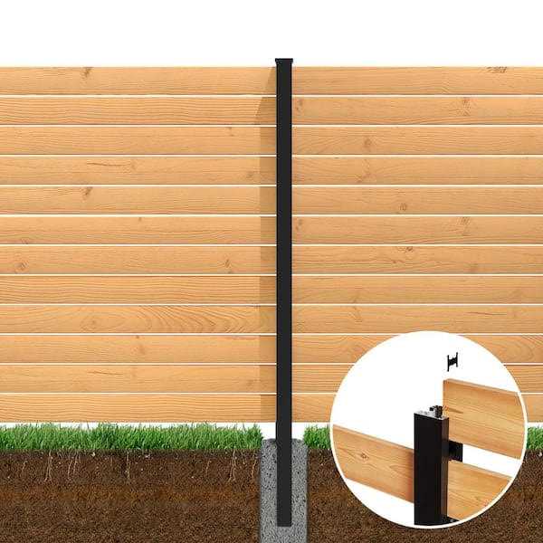 HOFT 96 in. Black Aluminum in-Ground Fence End Post Kit and Hardware - Inhomebuy