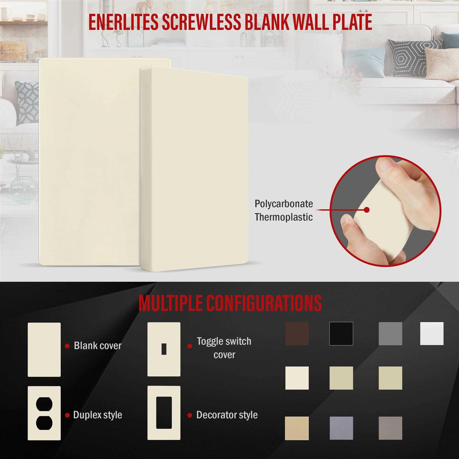 Enerlites Screwless Blank Wall Plate Child Safe Blank Device Outlet Cover - Inhomebuy