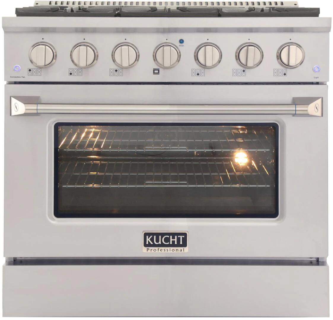 Kucht Professional 36 in. 5.2 cu ft. Natural Gas Range with Silver Knobs, KNG361-S - Inhomebuy
