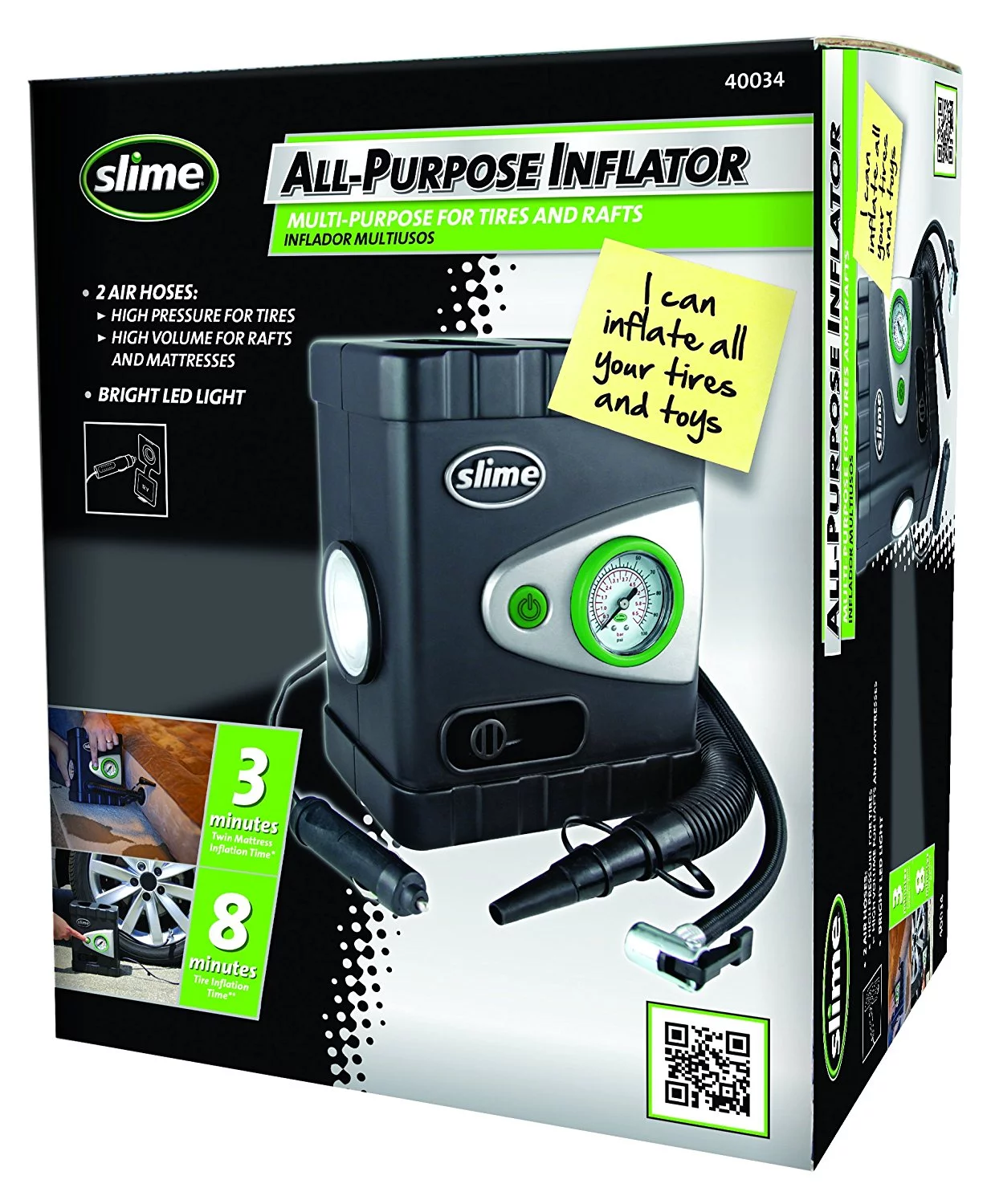 Slime All-Purpose 12V Dual Raft Pump/Tire Inflator - 40034 - Inhomebuy