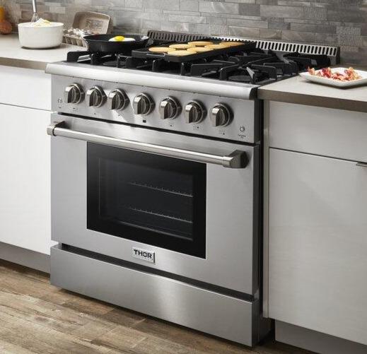 Thor Kitchen 36 in. Propane Gas Burner/Electric Oven Range in Stainless Steel, HRD3606ULP - Inhomebuy