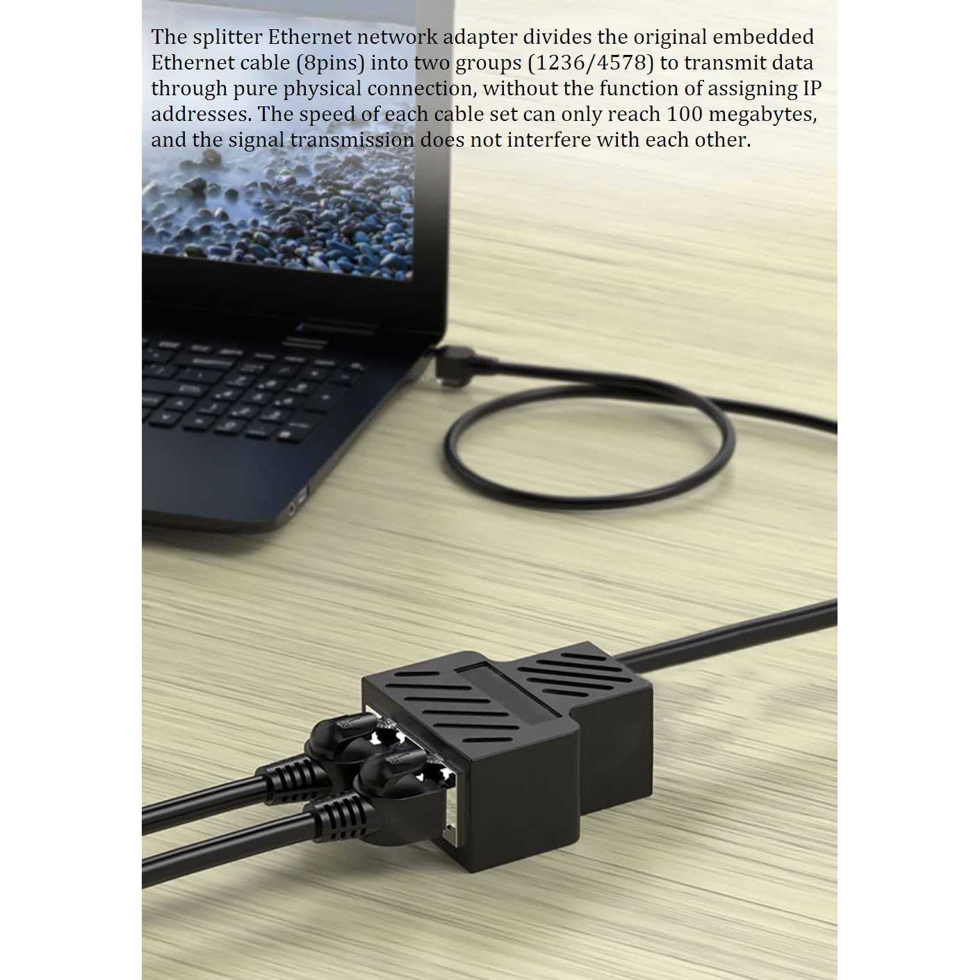 Ethernet Splitter 1 to 2 RJ45 Network Adapter Suitable for Computer/Router/Network Box with RJ45 Interface - Inhomebuy