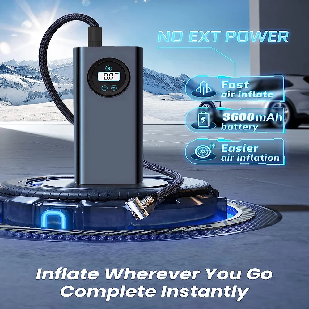 Maraawa Tire Inflator Portable Air Compressor 150PSI 17L/min Super Fast Inflate 3600mAh  Fast Inflation Tire Pump Portable Air Pump for Car Ball Moto & Bike - Inhomebuy