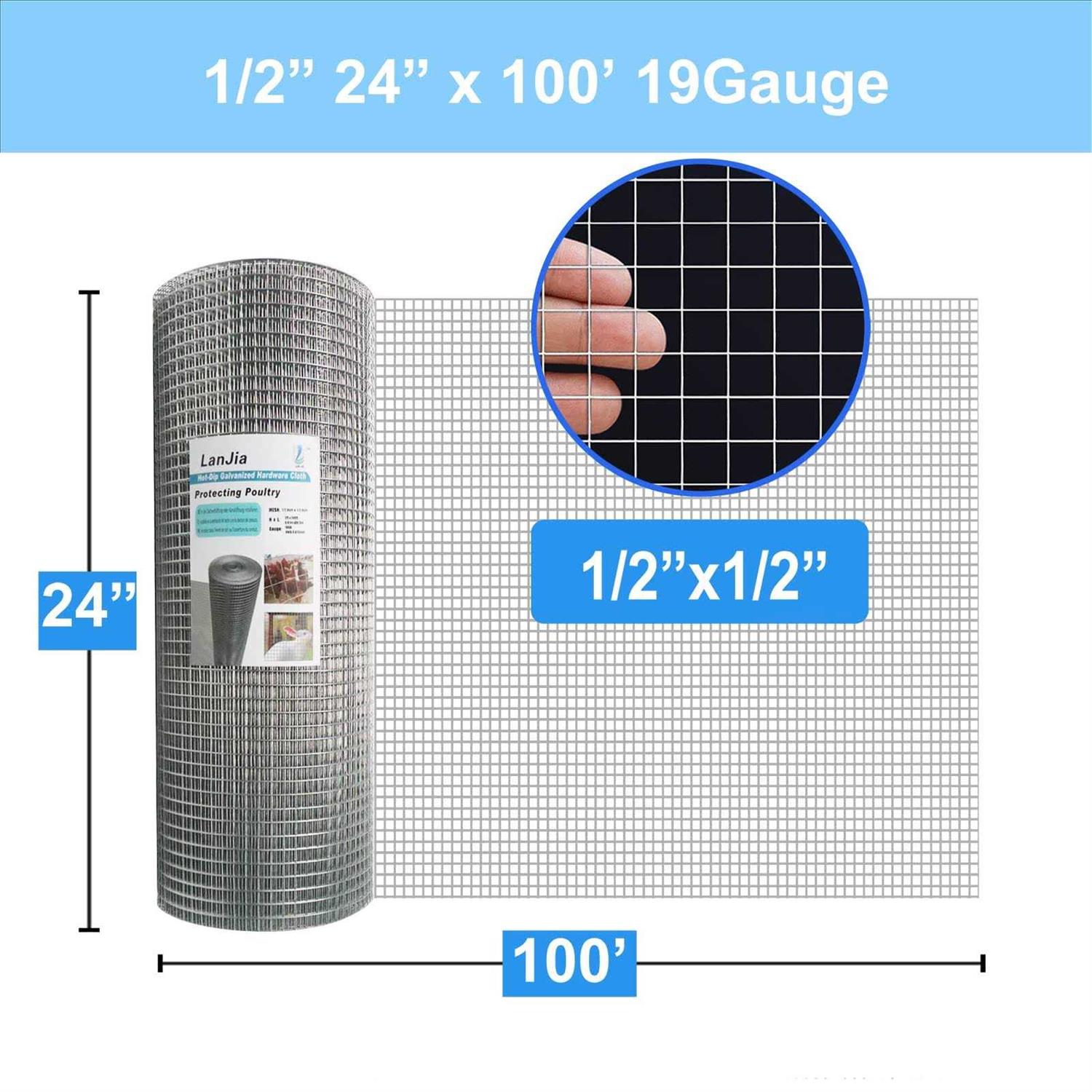 LAN JIA 1/4 Hardware Cloth 36inch x 50foot 23 Gauge Hot Dip Galvanized After Welding Chicken Wire Mesh Roll Galvanized Wire Mesh Roll Garden Fencing - Inhomebuy