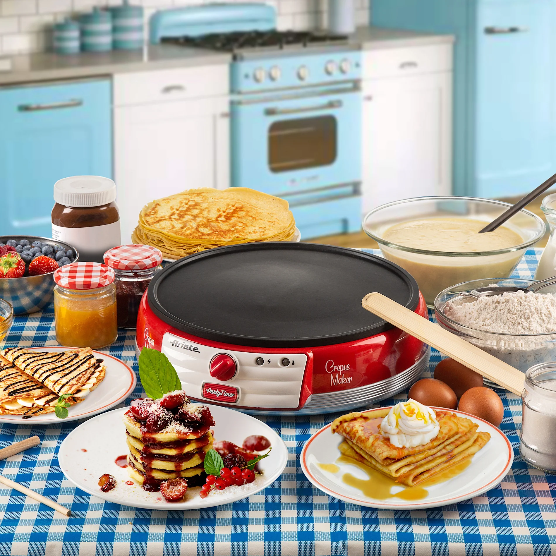 Crepe Maker Machine 1000W Red - Inhomebuy