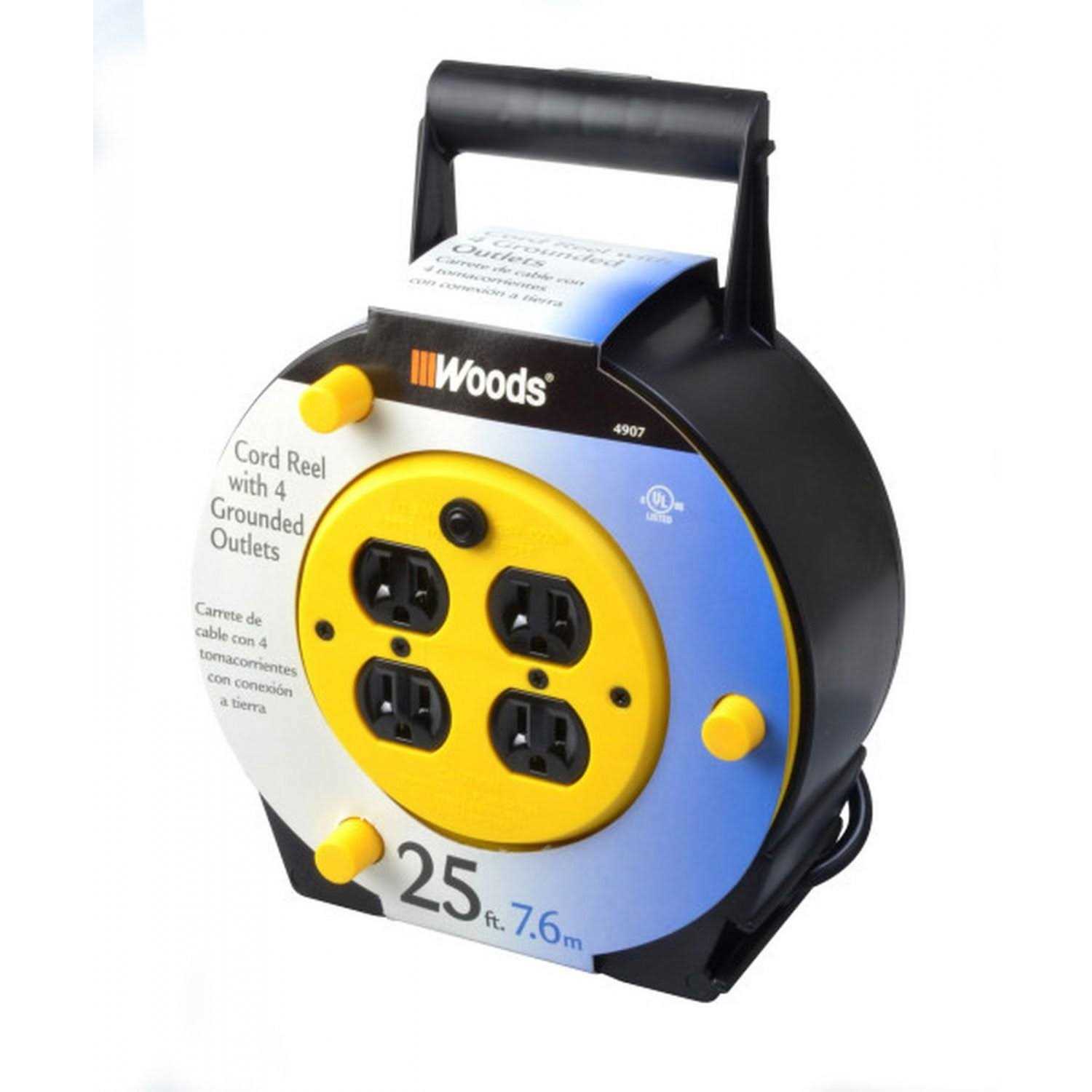 Woods 22849 Metal Extension Cord Reel Stand In Black - Inhomebuy