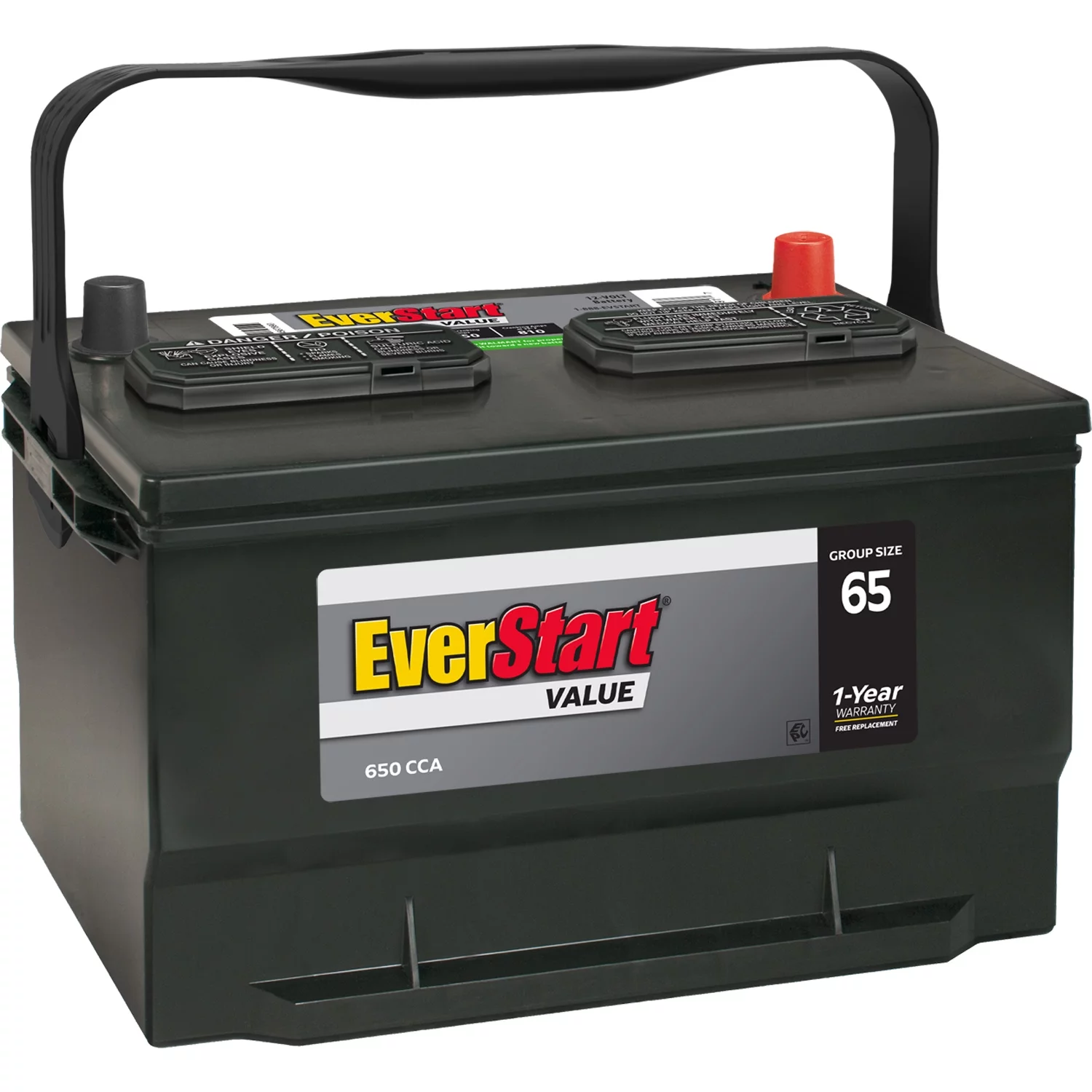 EverStart Value Lead Acid Automotive Battery, Group Size 65 12 Volts, 650 CCA - Inhomebuy