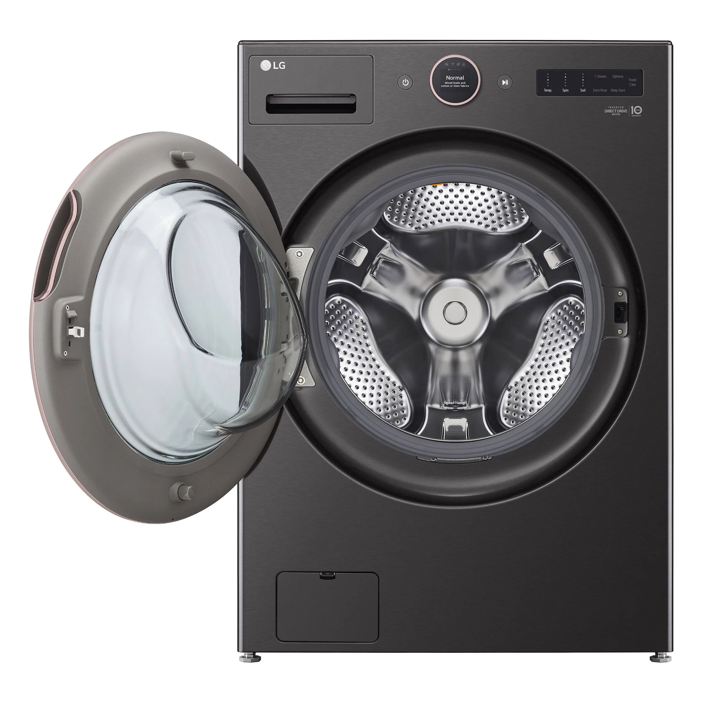 LG 5.8 CU FT. BLACK STEEL FRONT LOAD WASHER WITH TURBOWASH TECHNOLOGY - WM6500HBA - Inhomebuy