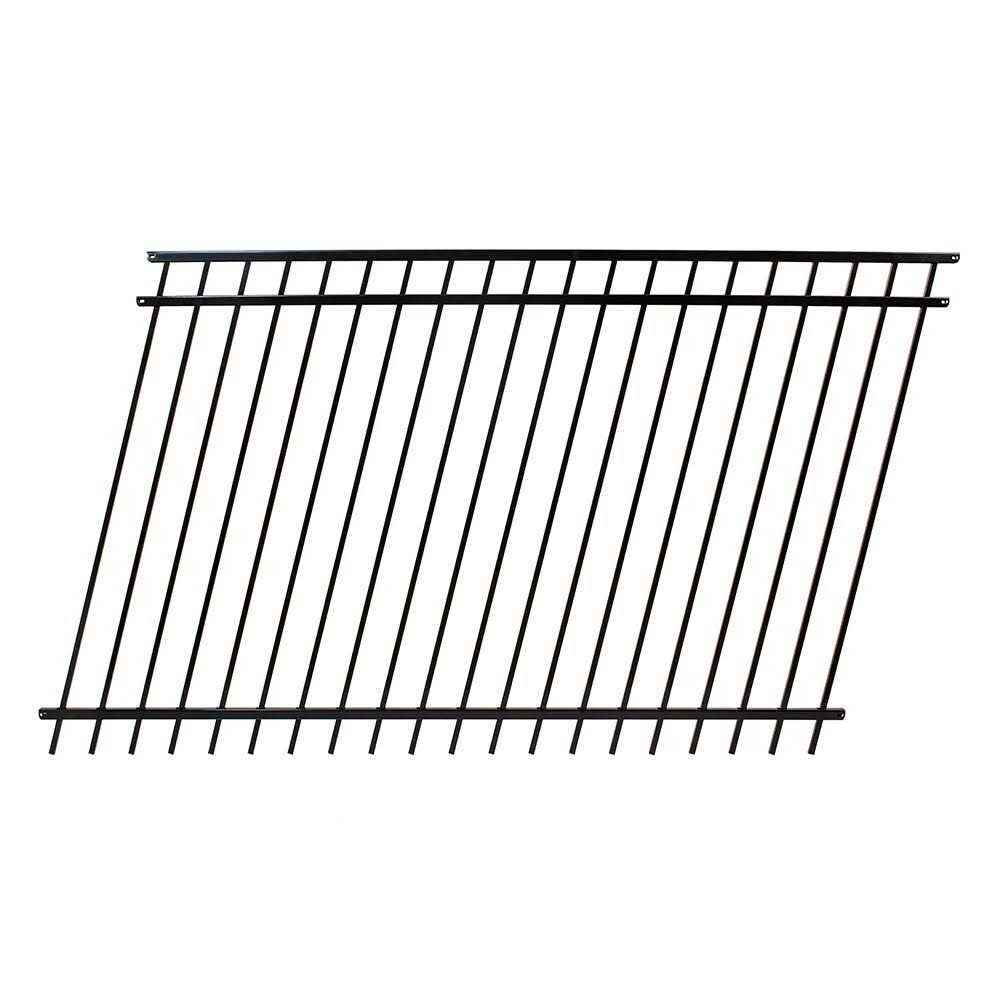 Fortress Versai H x 7.5 ft. W Gloss Black Steel Flat Top Design Fence Panel - Inhomebuy