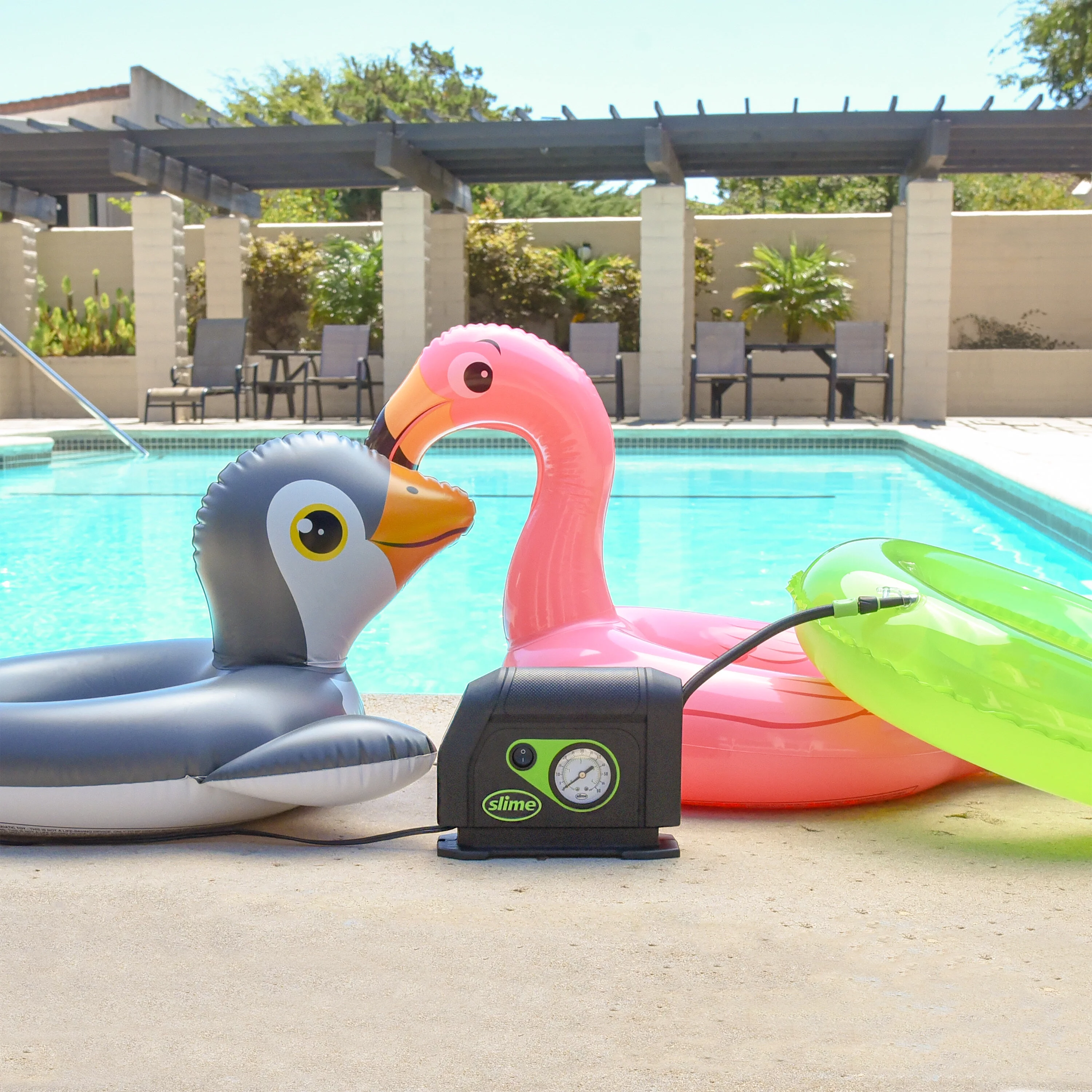 Slime Tire Inflator, Portable Car Air Compressor, 100 Psi Dial Gauge, 8 min Inflation - 40050w - Inhomebuy