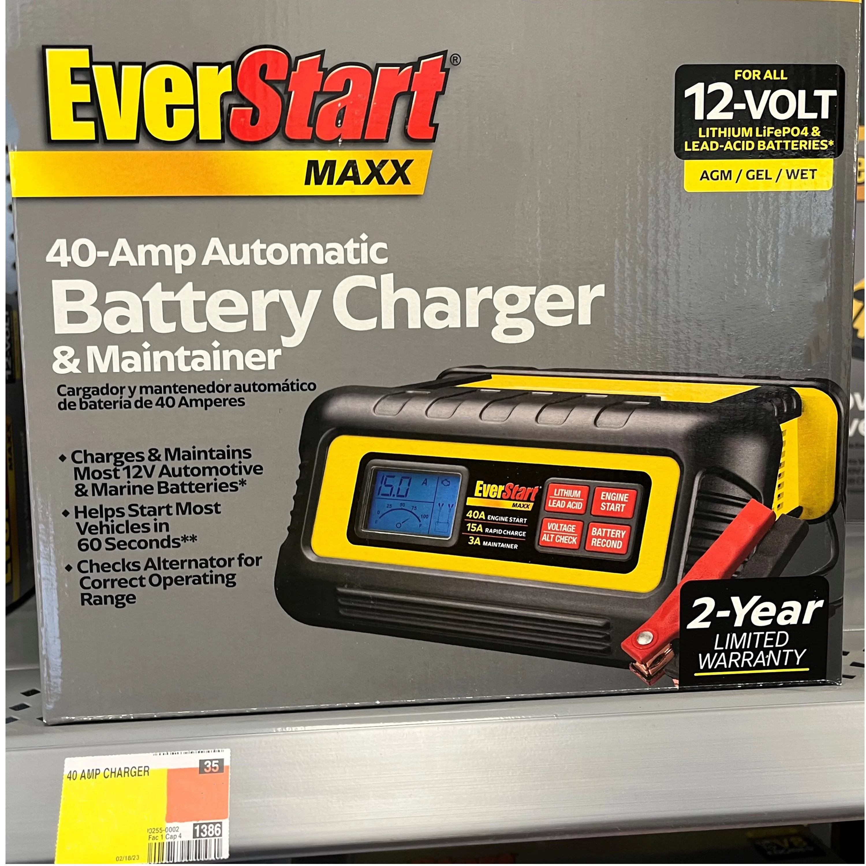 EverStart Maxx 15 Amp Battery Charger and Maintainer with 40 Amp Engine Start (BC40BE) - Inhomebuy