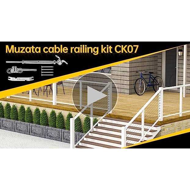 Muzata Cable Railing Kit 1/8 Swage Toggle Turnbuckle Hardware T316 Stainless Steel For Wood Post Woodeasy System Angle 180° Adjustable - Inhomebuy