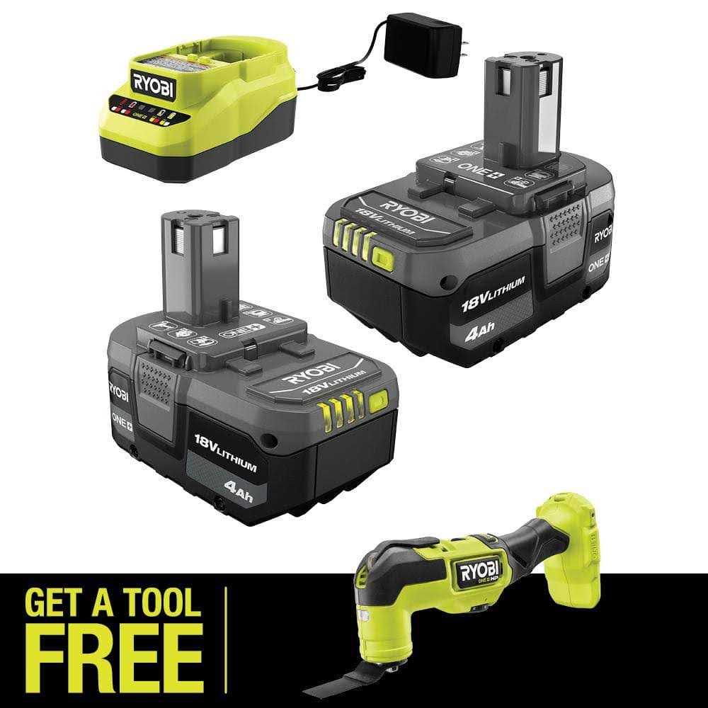 RYOBI ONE+ 18V Lithium-Ion 4.0 Ah Compact Battery and Charger Kit with FREE Brushless ONE+ HP - Inhomebuy