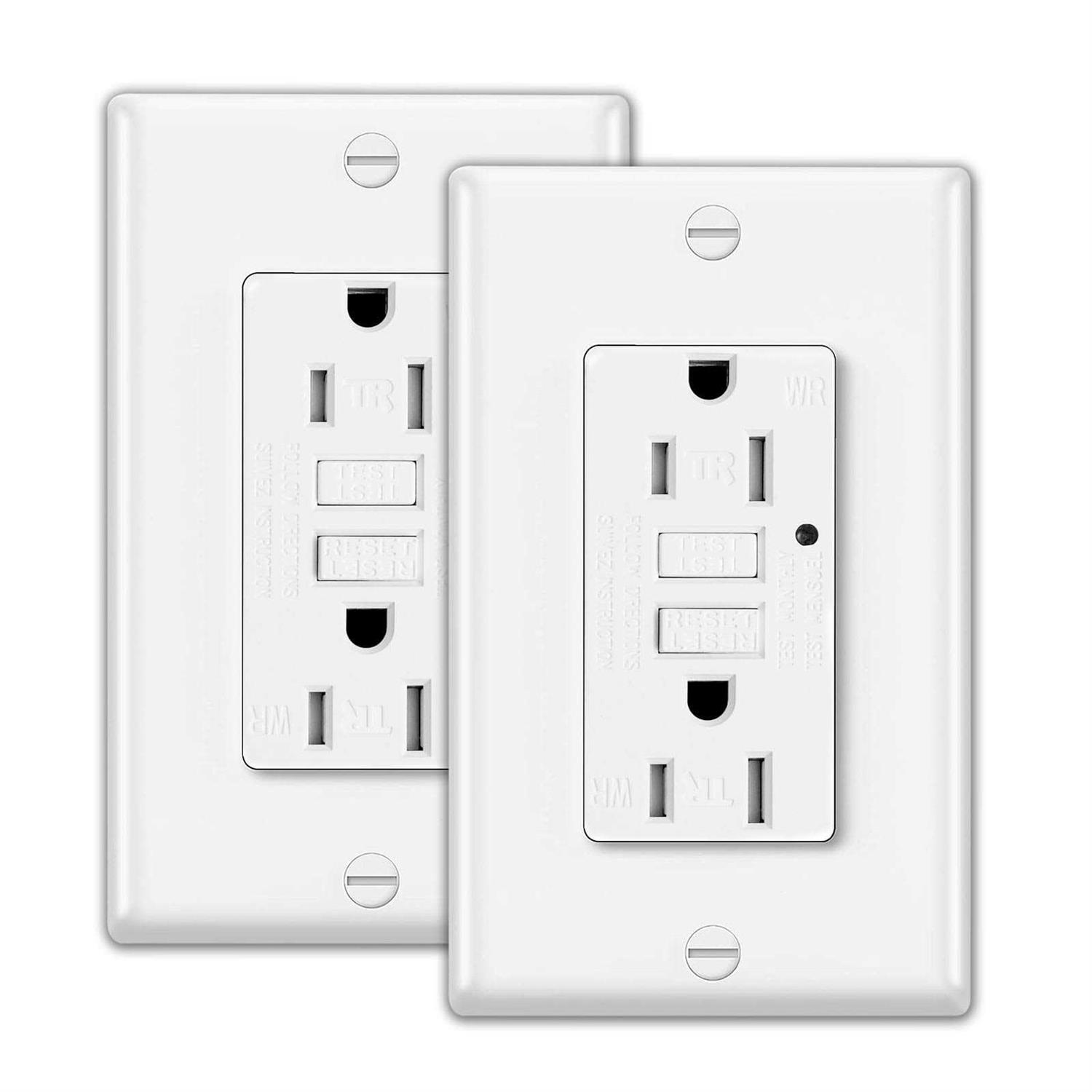 Ucomen Decorator GFCI Receptacle with LED Indicator Tamper Resistant - Inhomebuy