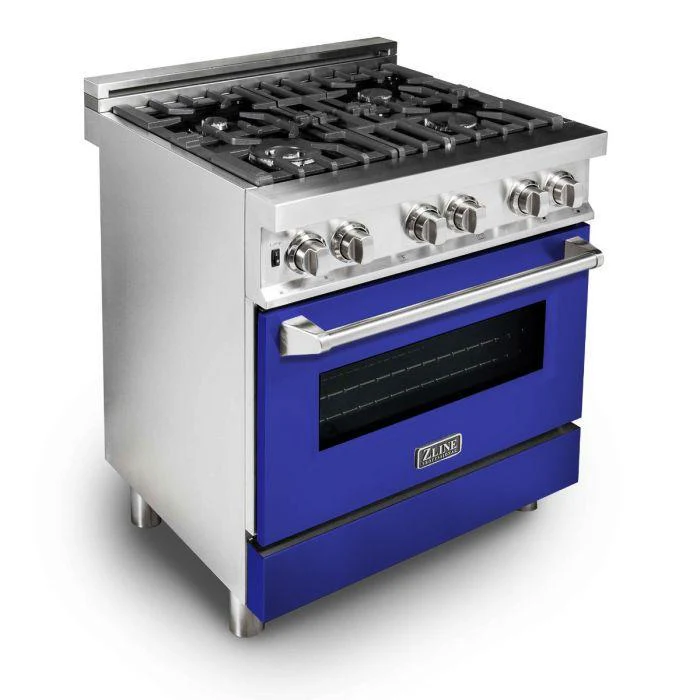 ZLINE 30 in. Professional Gas Burner/Electric Oven Stainless Steel Range with Blue Matte Door, RA-BM-30 - Inhomebuy