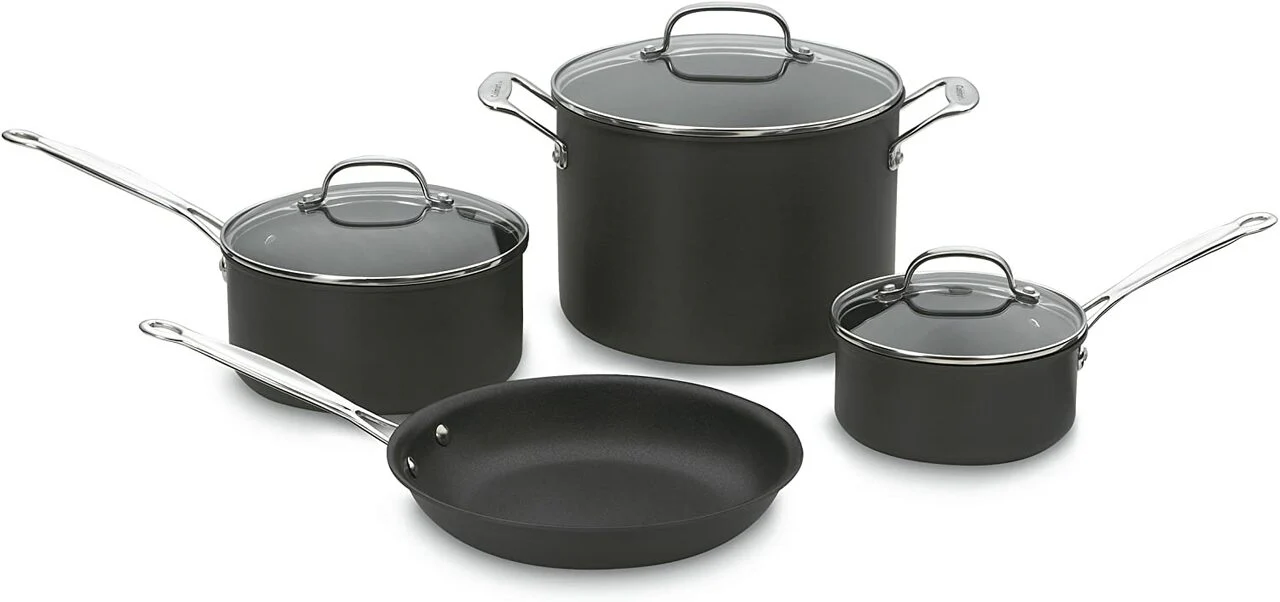 Cuisinart Chef's Classic Non-Stick Hard Anodized, 7 Piece Set, Black | 66-7 - Inhomebuy