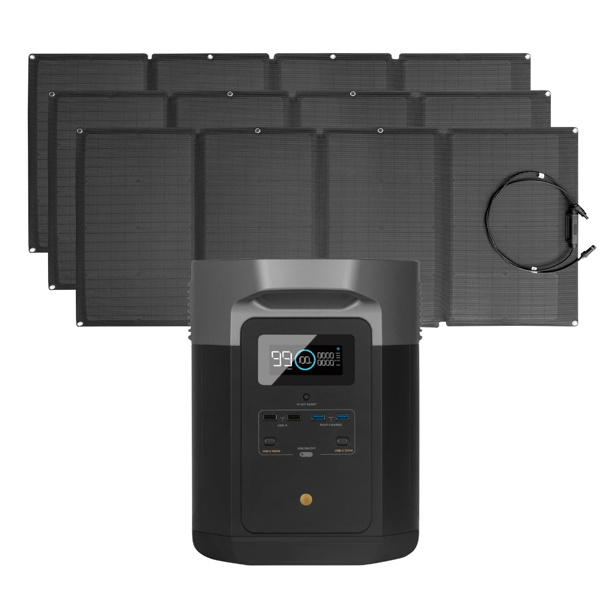 EcoFlow Package - DELTA Max 1600 Portable Power Station (1612Wh) and 3 x Portable Solar Panel (160W) - Inhomebuy