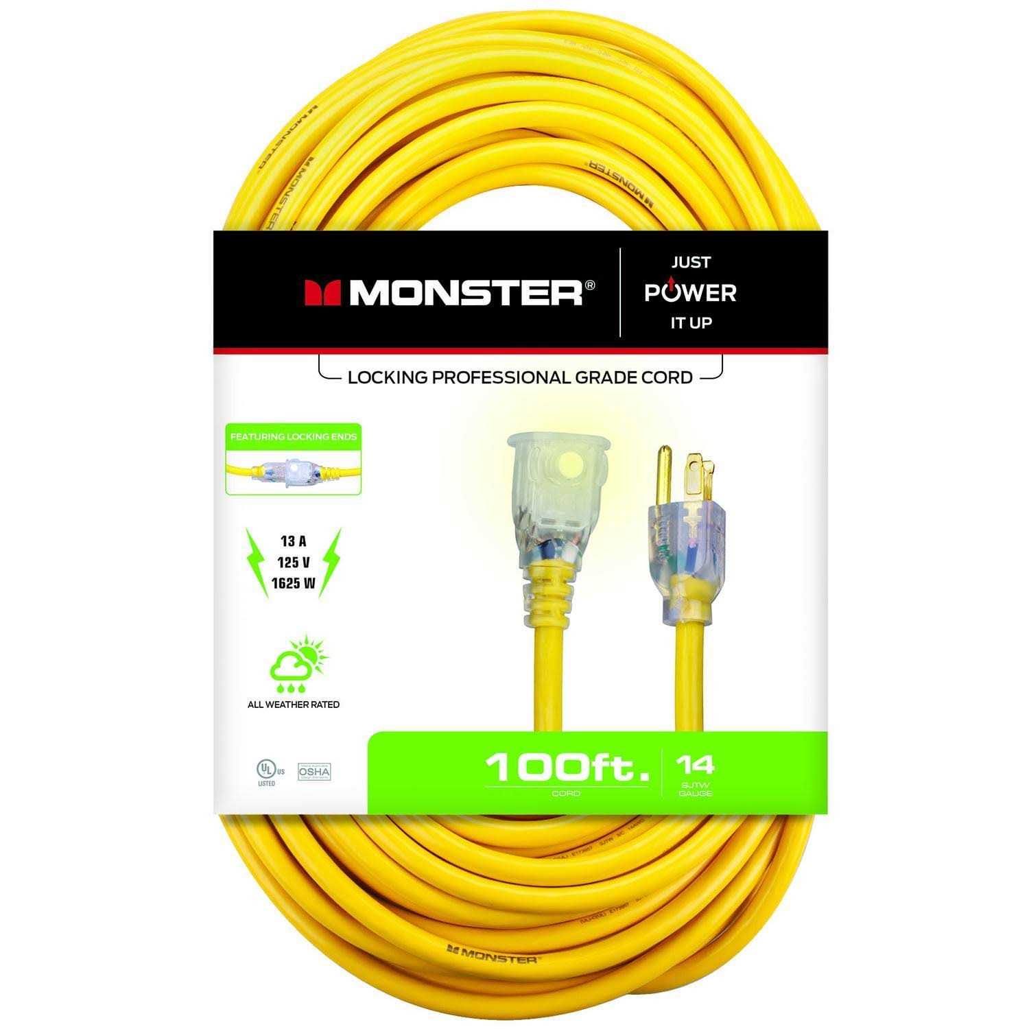 Monster Outdoor Extension Cord 14/3 SJTW Yellow - Inhomebuy