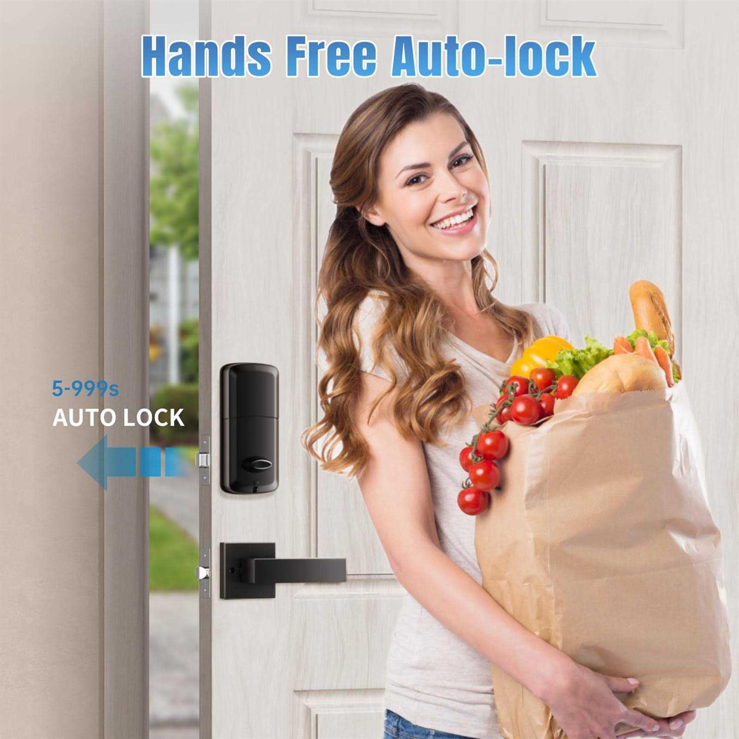Front Door Lock Set ADIUIVE Fingerprint Keyless Entry Door Lock with Handle - Inhomebuy