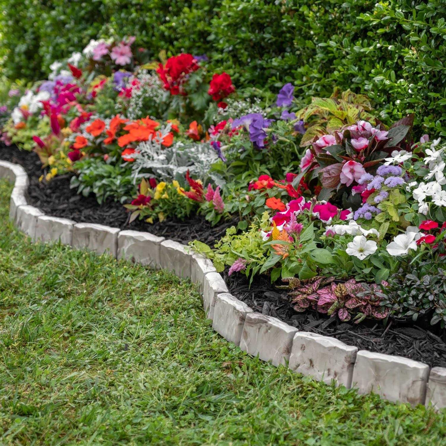 ProFlex Decorative Faux Stone 90 ft. x 2.7 Gray Plastic No-Dig Landscape Edging Kit - Inhomebuy