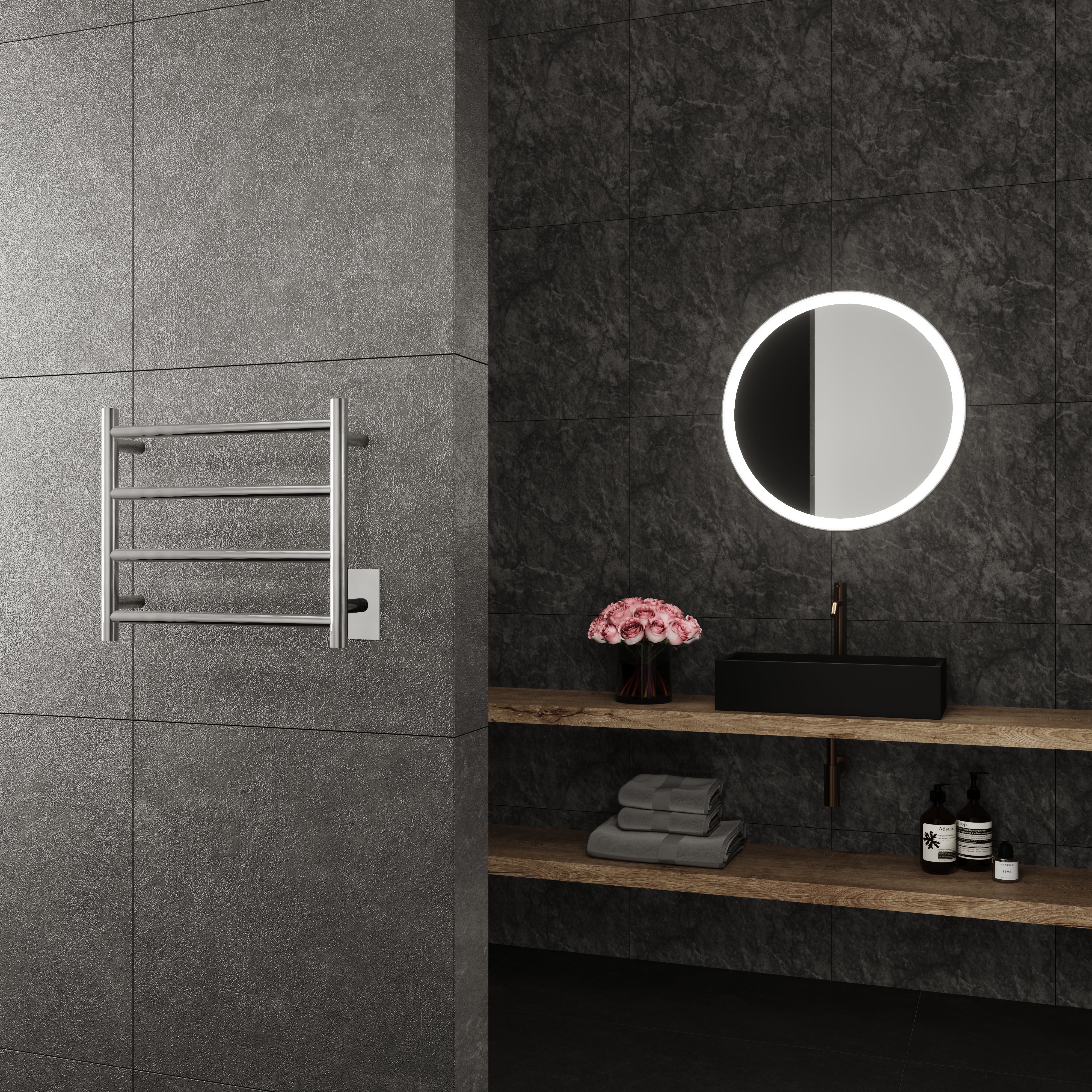 Artemis Wall Mounted Electric Towel Warmer in Chrome - Inhomebuy