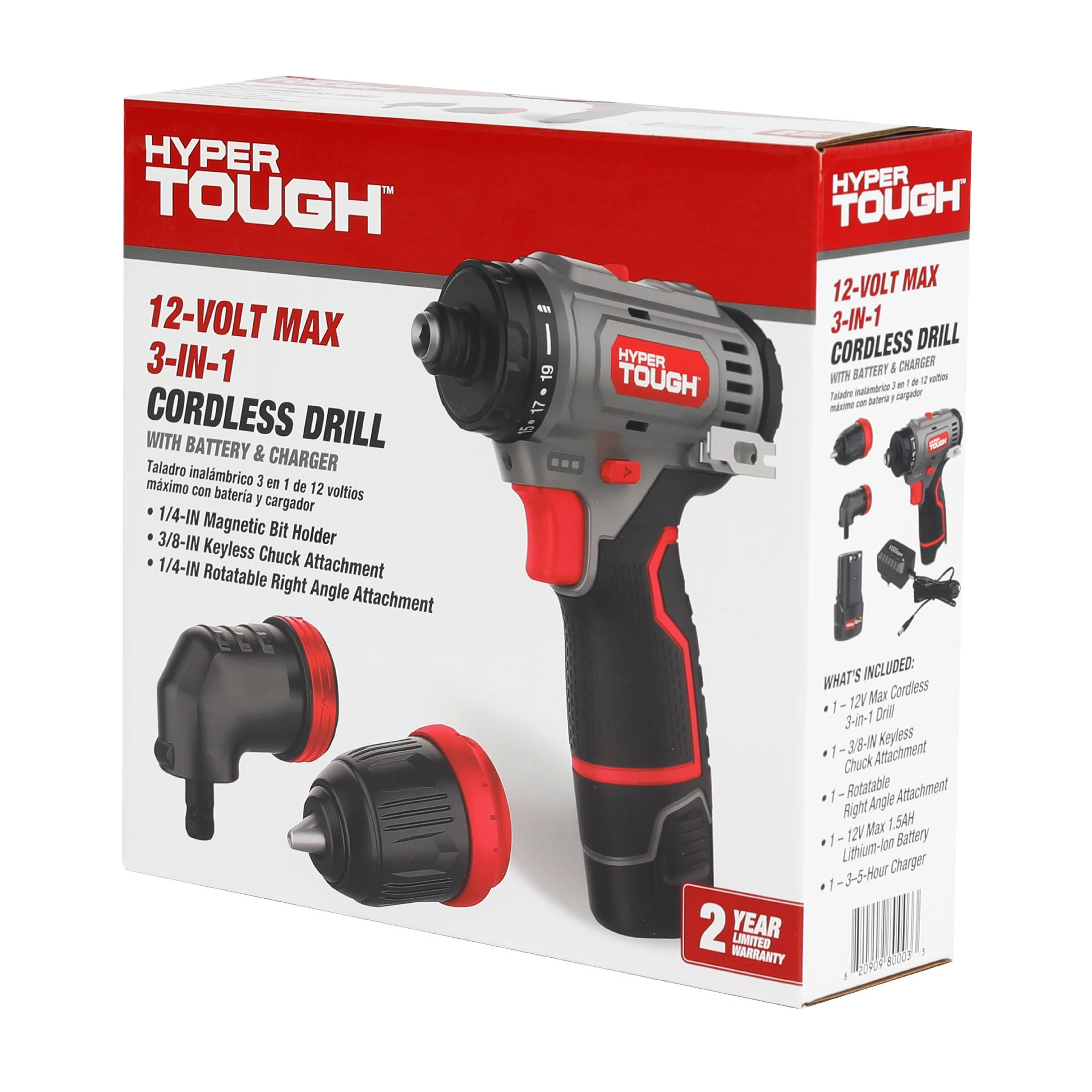 Hyper Tough 12V Max Lithium-Ion 3-in-1 Multi-Head Power Drill Set with 1.5Ah Battery and Charger, 80003 - Inhomebuy