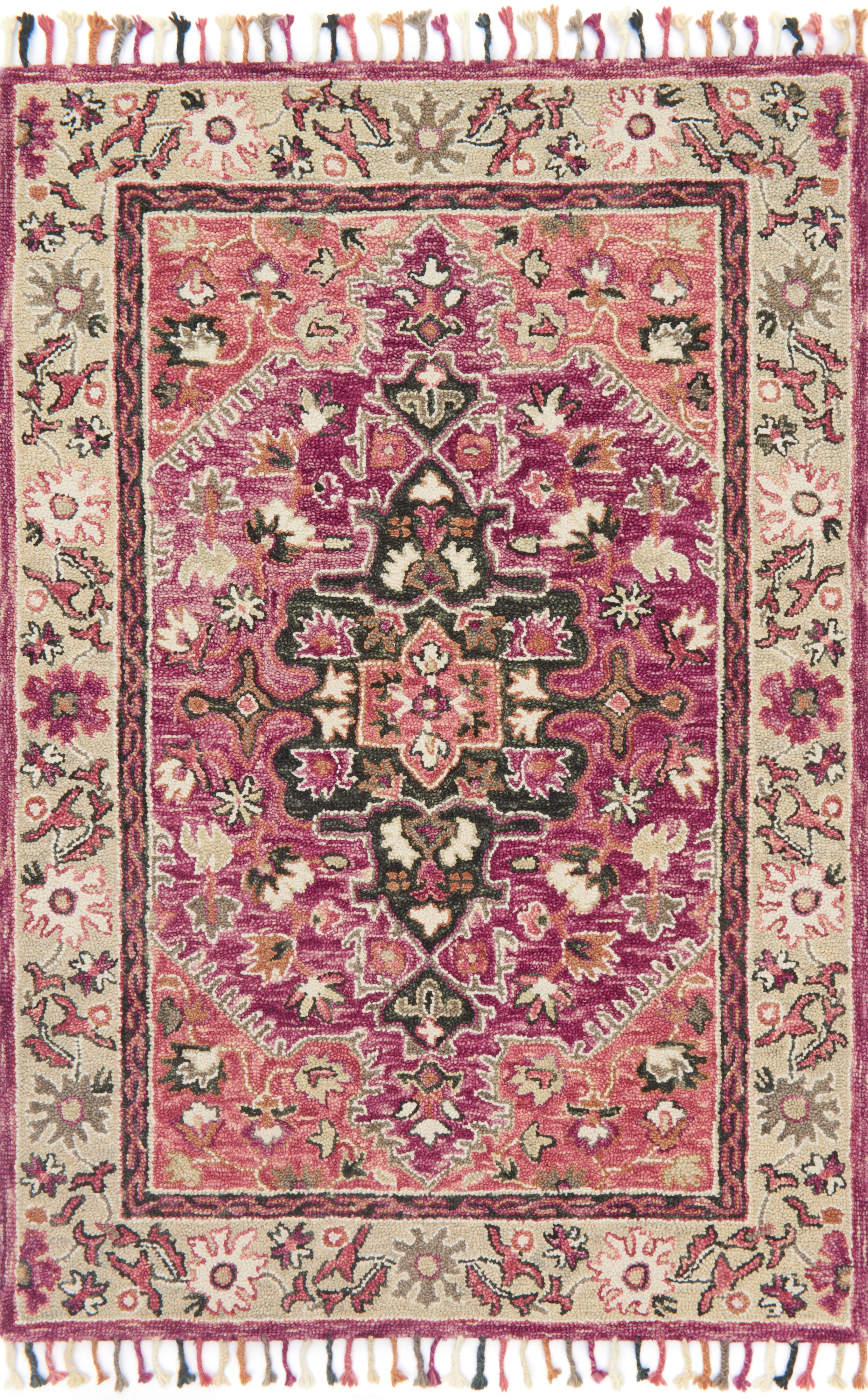 Loloi Rugs Zharah Collection Rug in Raspberry, Taupe - 7'9