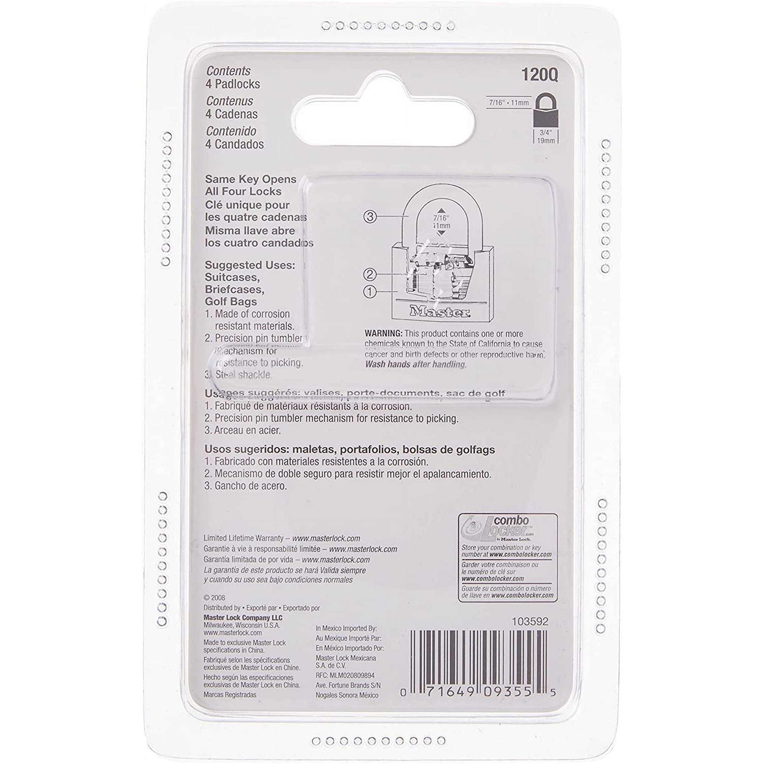 Master Lock 1177 Combination Padlock, Bottom, 4 Dial, Brass - Inhomebuy