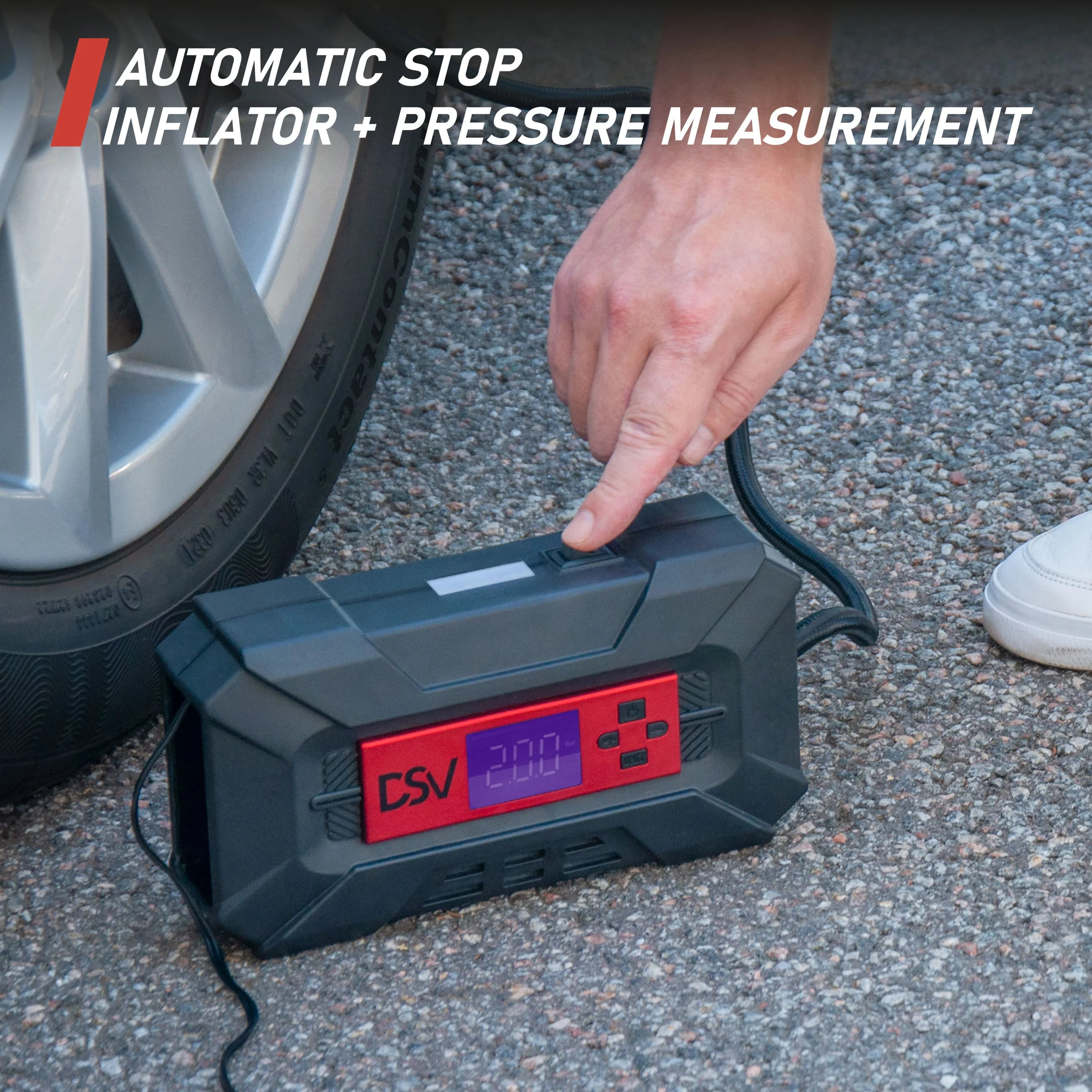 DSV Standard Compact Tire Inflator Air Pump, Portable Air Compressor for Tires 12V DC 150PSI - Inhomebuy