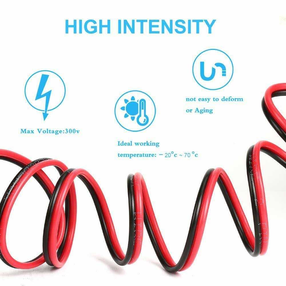 Tyumen 100ft Gauge 2pin 2 Color Red Black Cable Hookup Electrical Wire LED Strips Extension Wire 12v/24v DC Cable - Inhomebuy