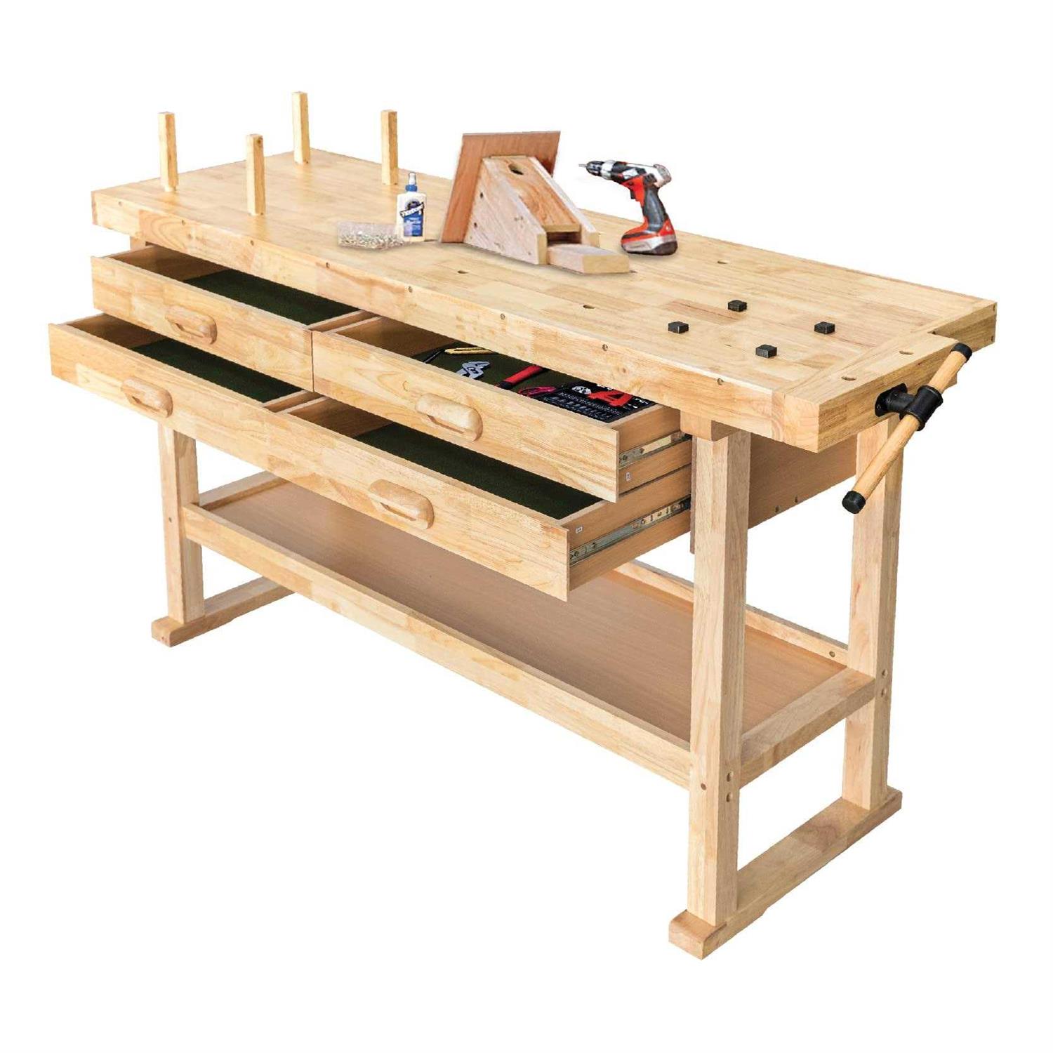 Olympia Tools 48-Inch Wood Workbench 330 lbs Weight Capacity Wooden Workbench for Garage, Workshop and Home - Inhomebuy