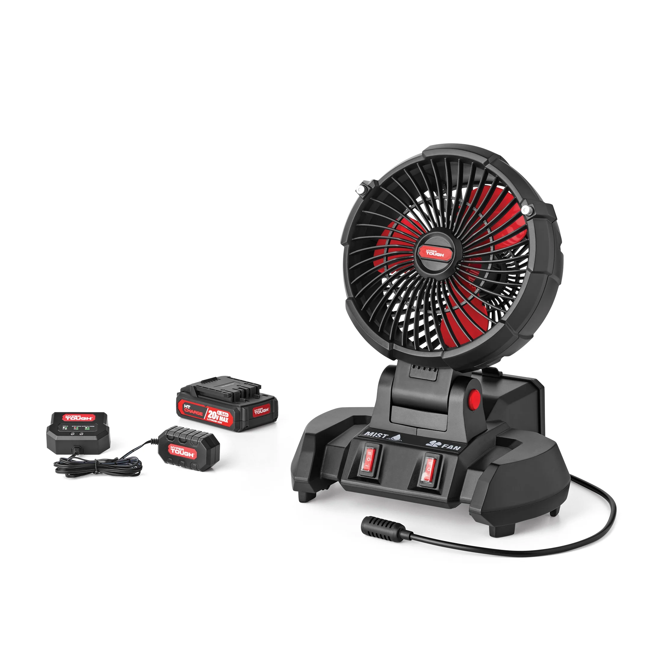 Hyper Tough 20V  7.5 inch Cordless Misting Fan, with 1.5Ah Lithium-ion Battery Pack Powered, C1024 - Inhomebuy