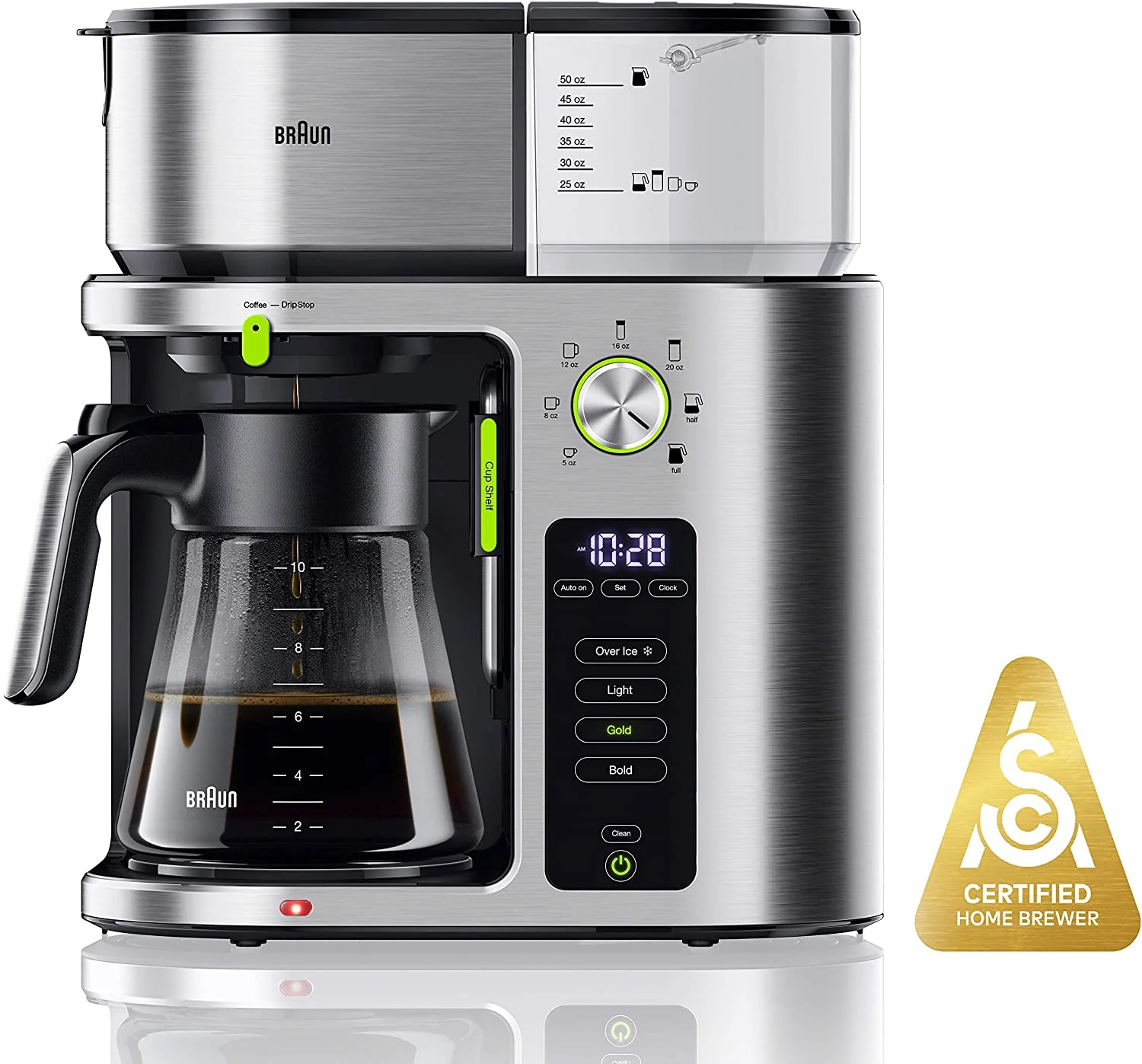Braun MultiServe Coffee Maker + Hot Water: 7 programmable brew sizes (up to 10 cups) / 3 strengths + iced coffee, SCA certified, s/s | KF9070SI - Inhomebuy